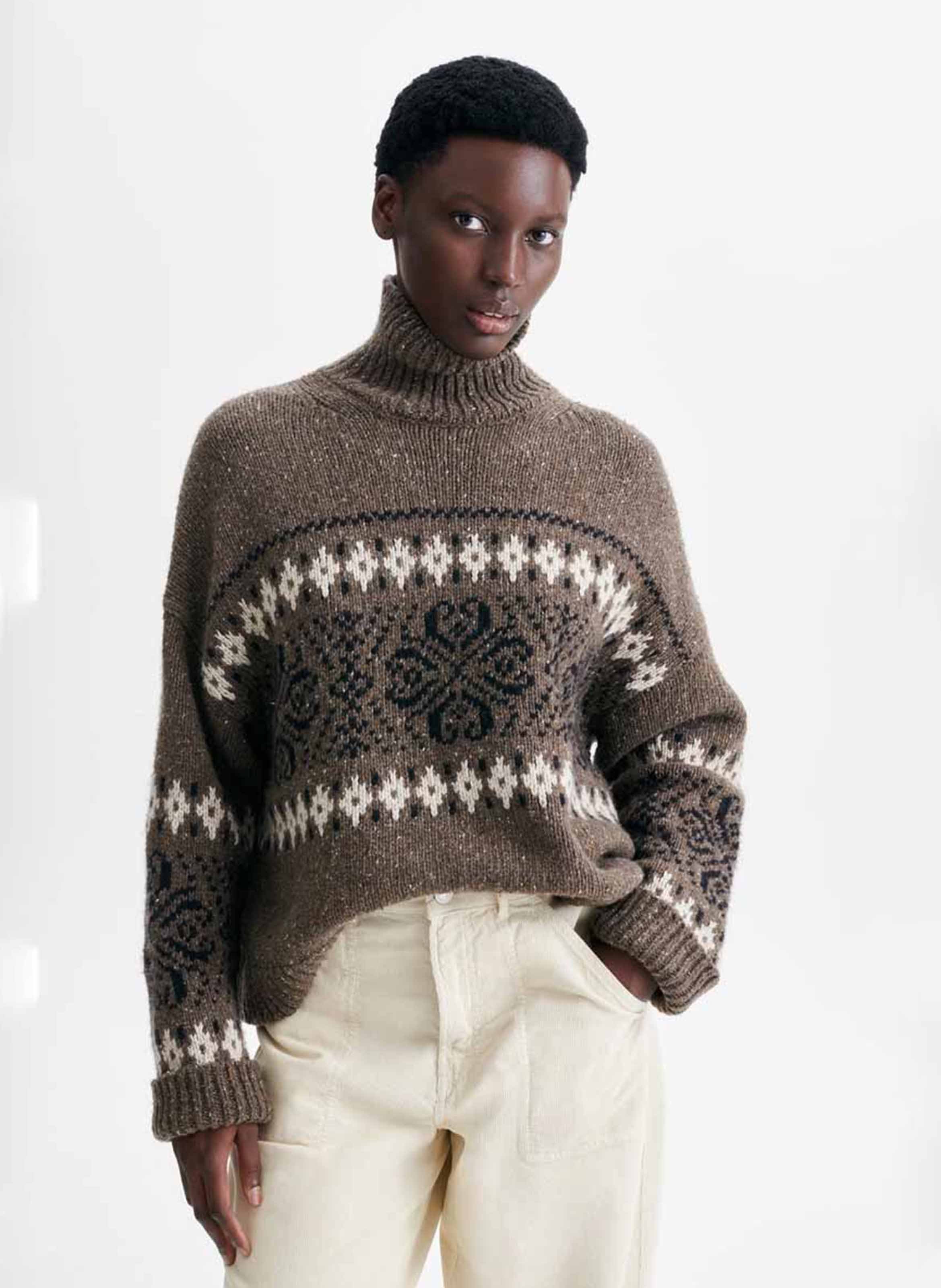 High-neck printed wool-blend sweater VANESSA BRUNO