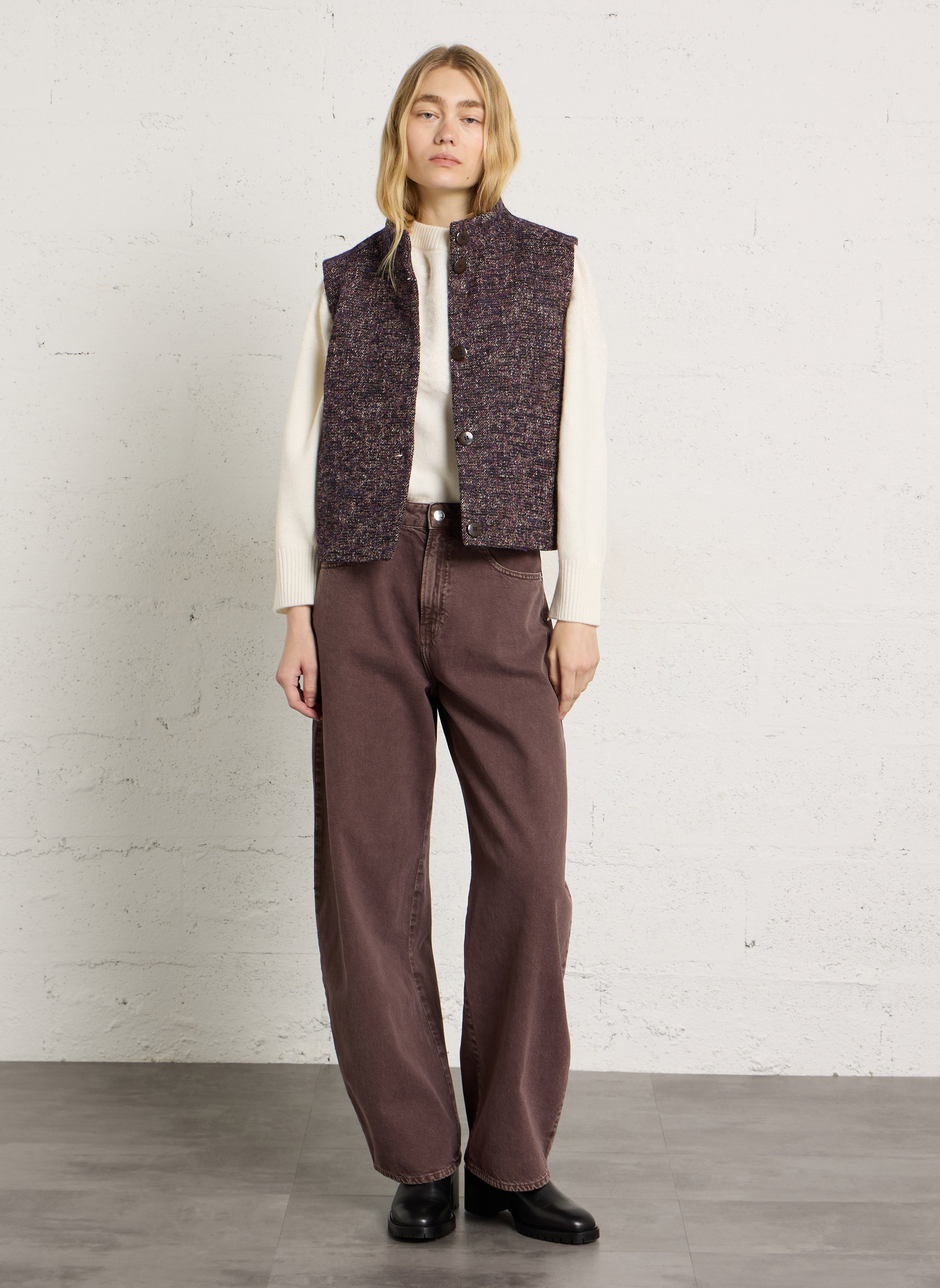Veste sans manches droite à col montant MAISON 123 Violet