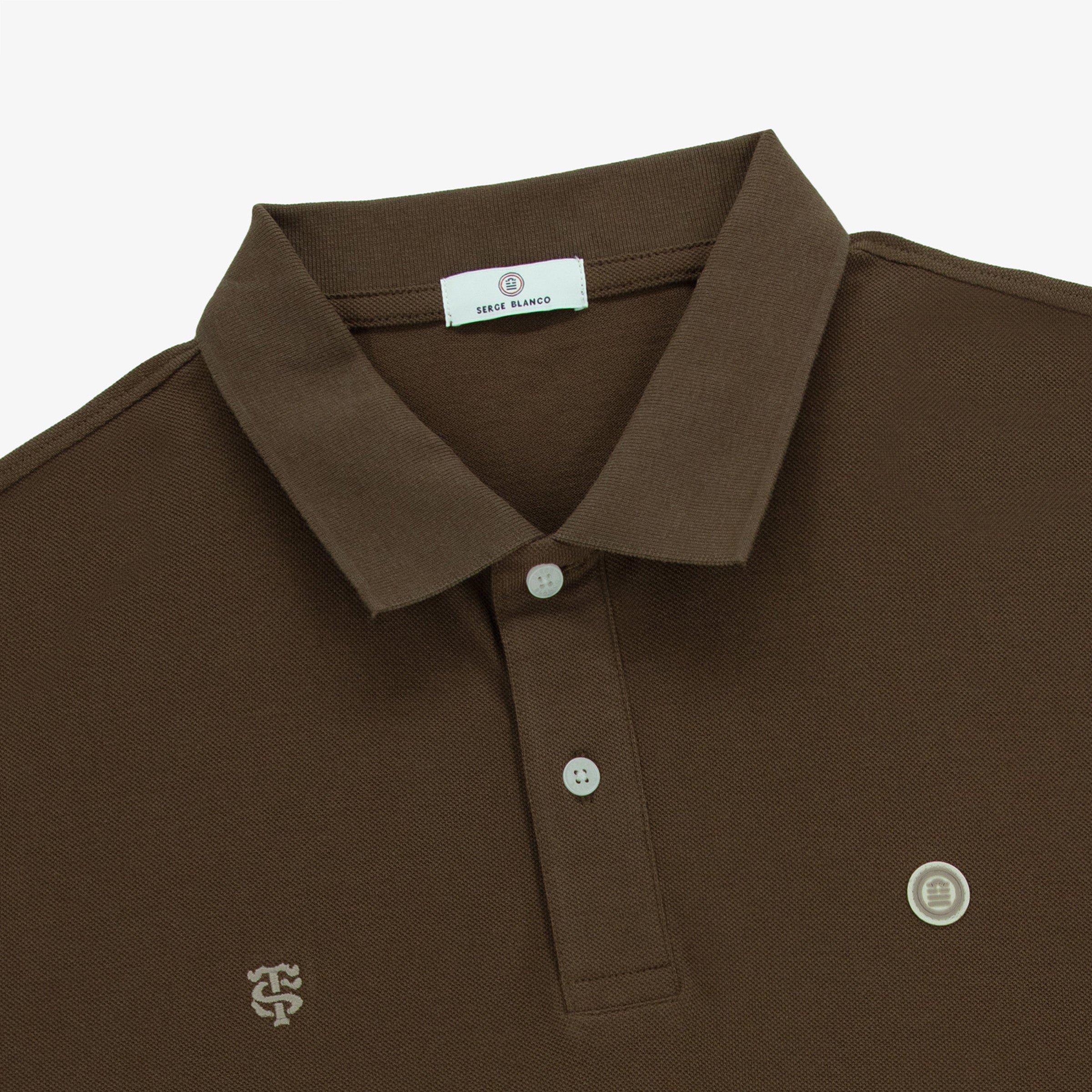 100% cotton short-sleeved piqué polo shirt SERGE BLANCO Brown