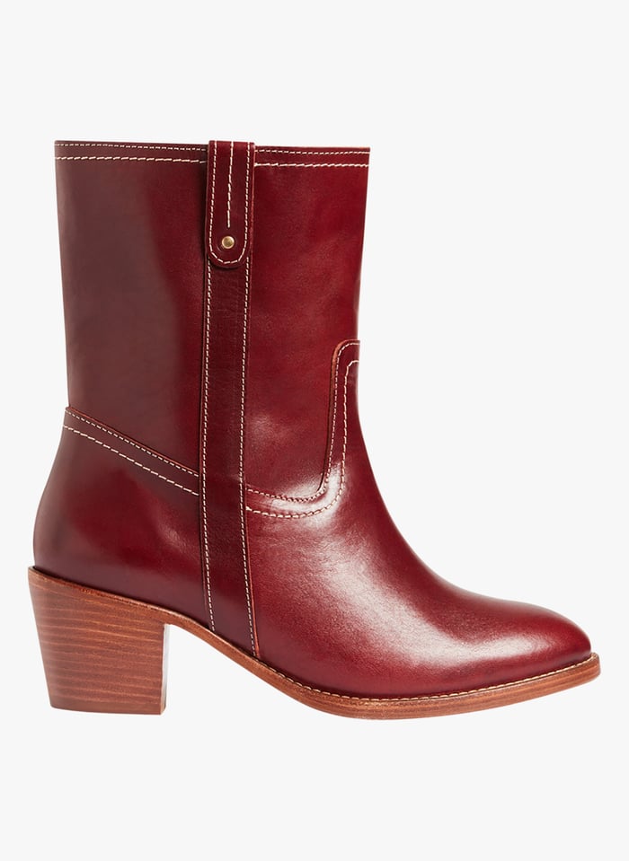 Bottines en cuir de vachette Rouge