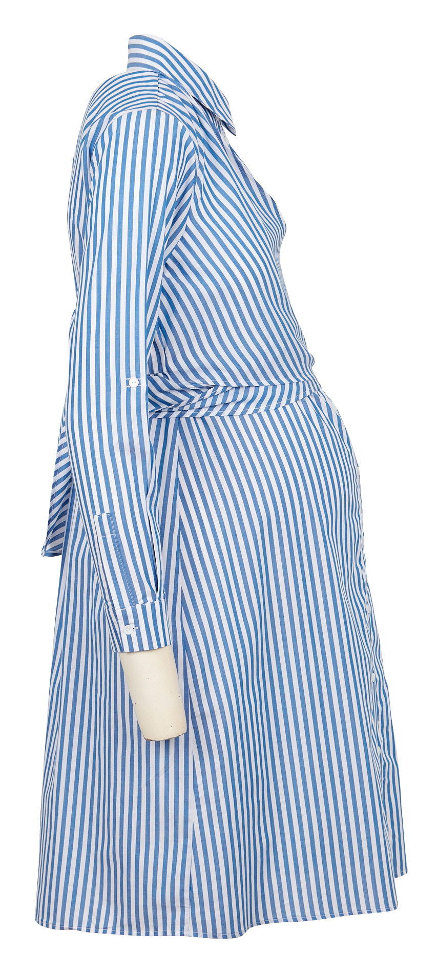 Cotton-blend fitted midi dress with classic collar SERAPHINE Blue