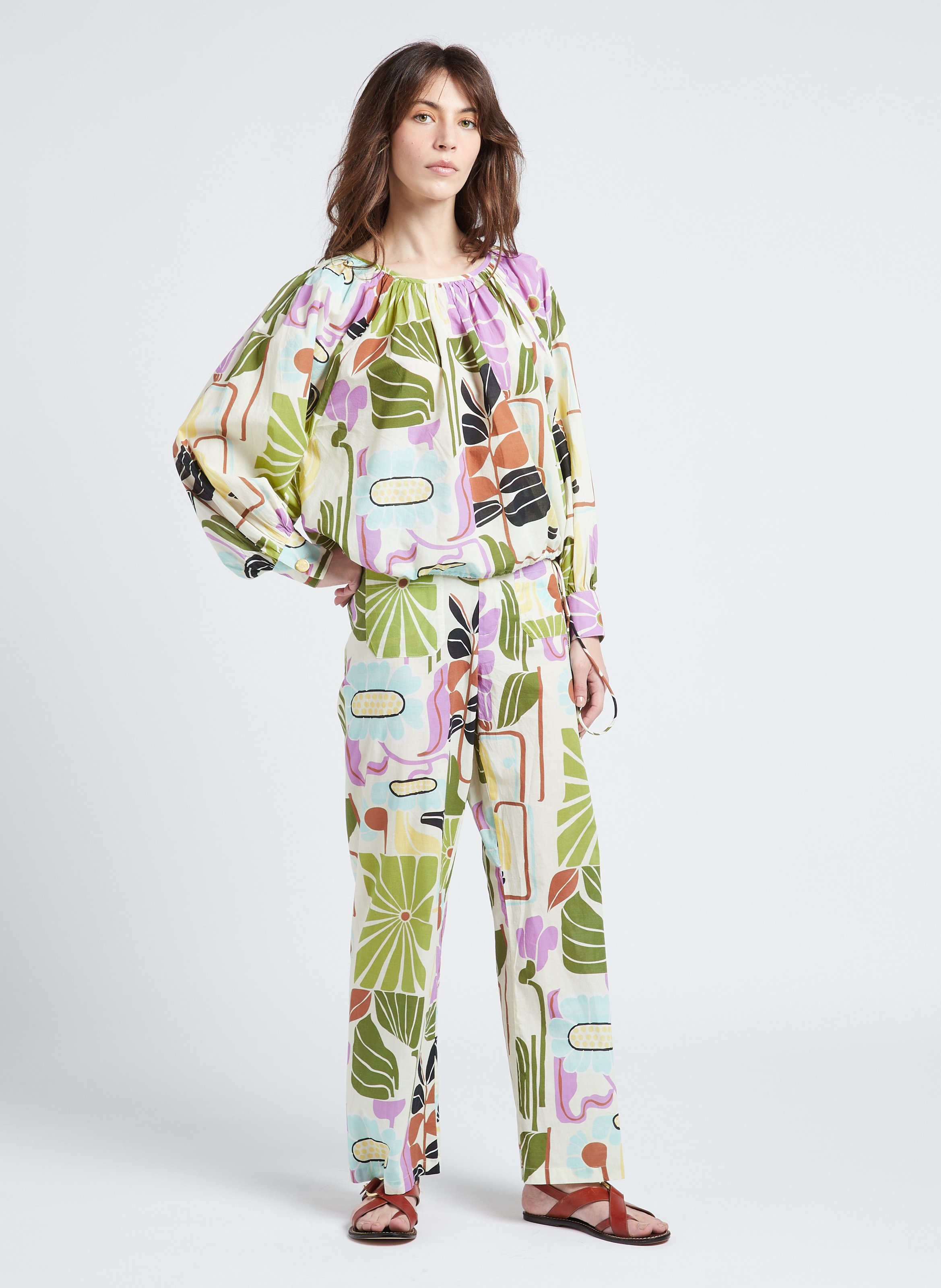 Straight-leg cotton pants BELLEPIECE Multicolored