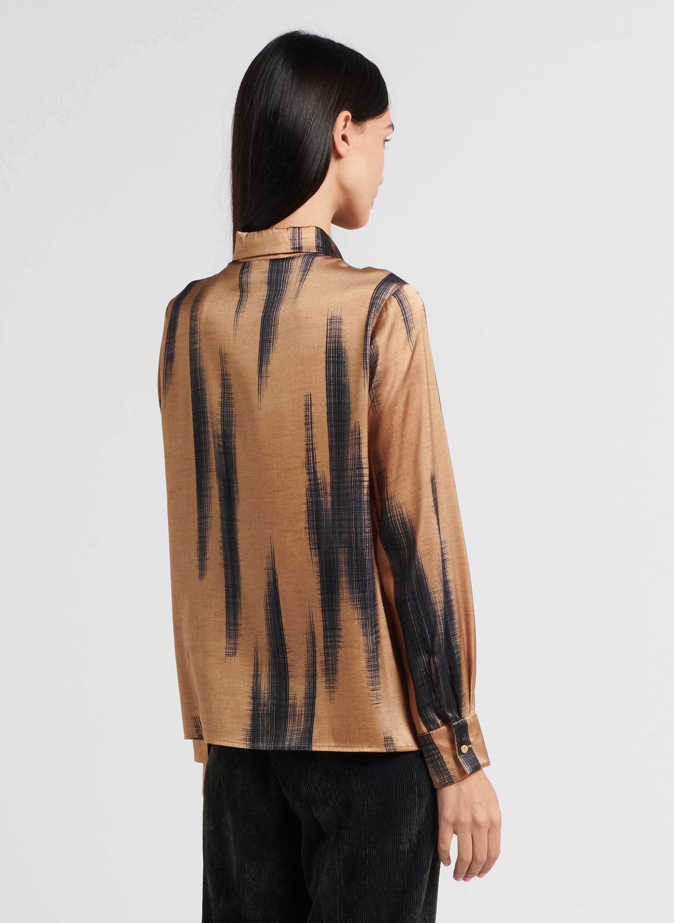 Straight printed silk blend shirt MOMONI Golden