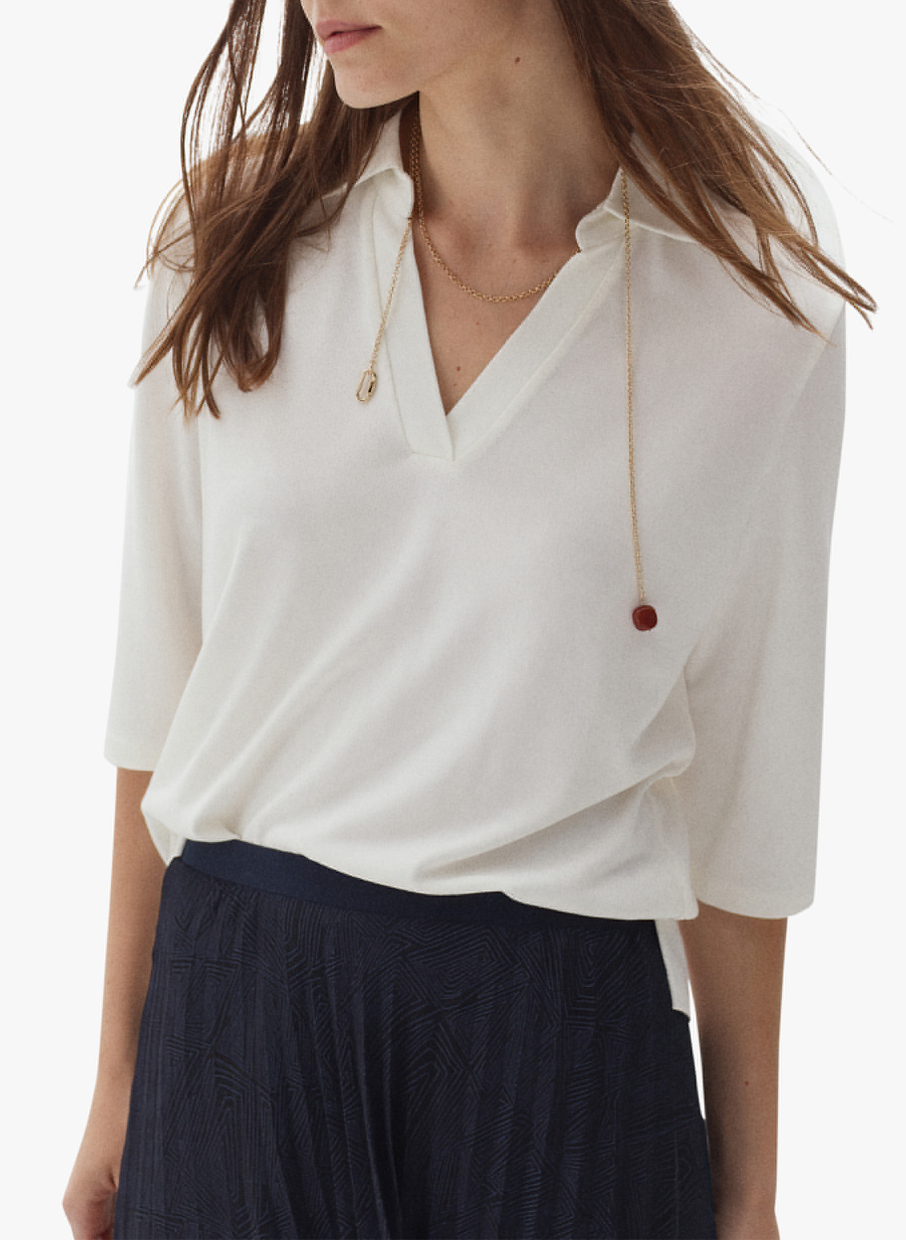 Loose-fit top with classic collar CAROLL Beige