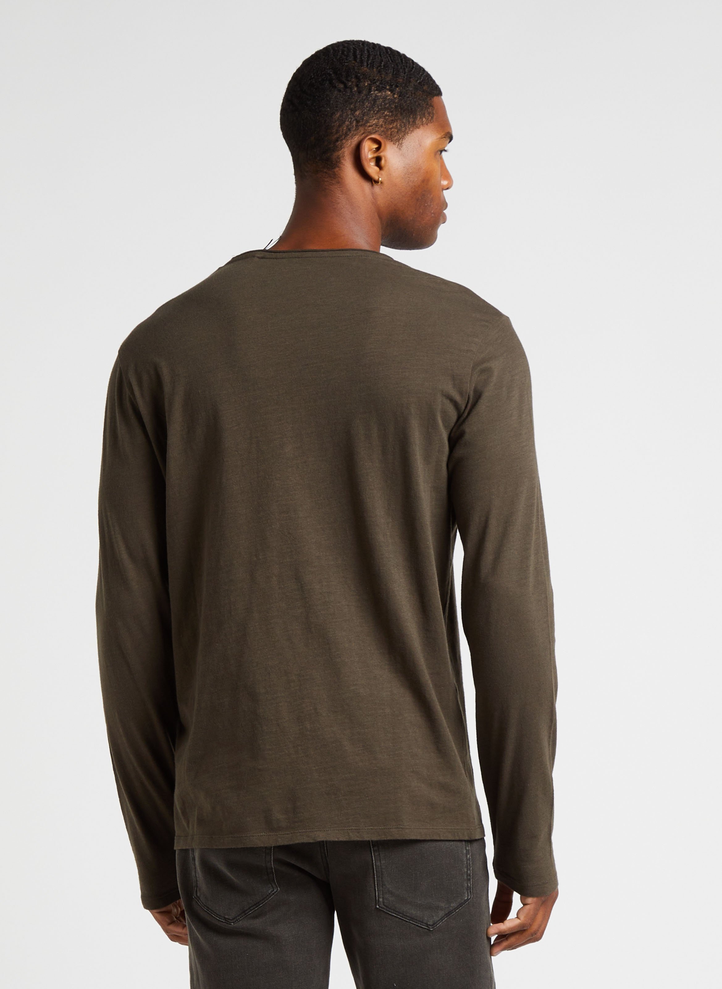 Round neck cotton t-shirt IKKS Khaki