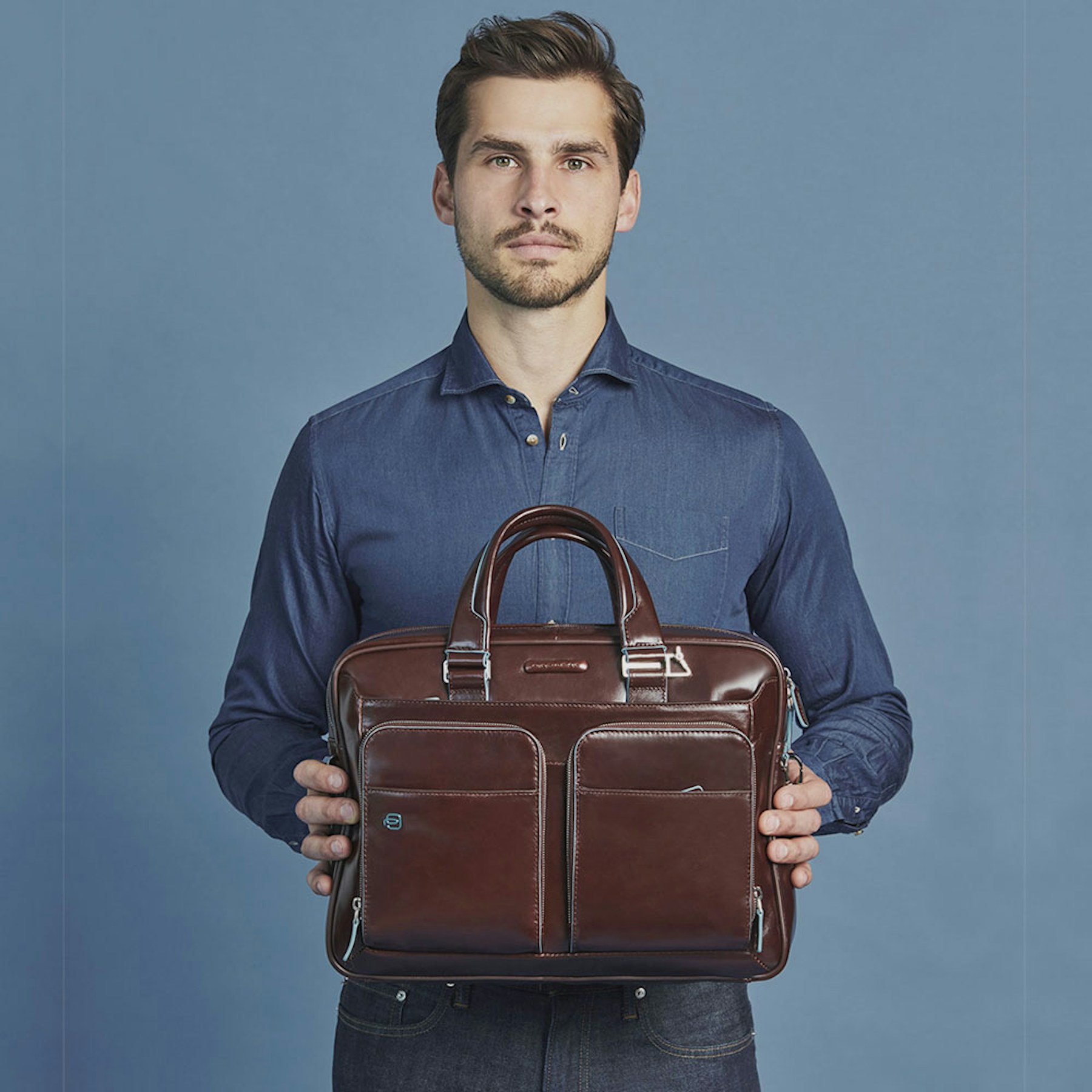 Grained faux leather laptop bag PIQUADRO Black