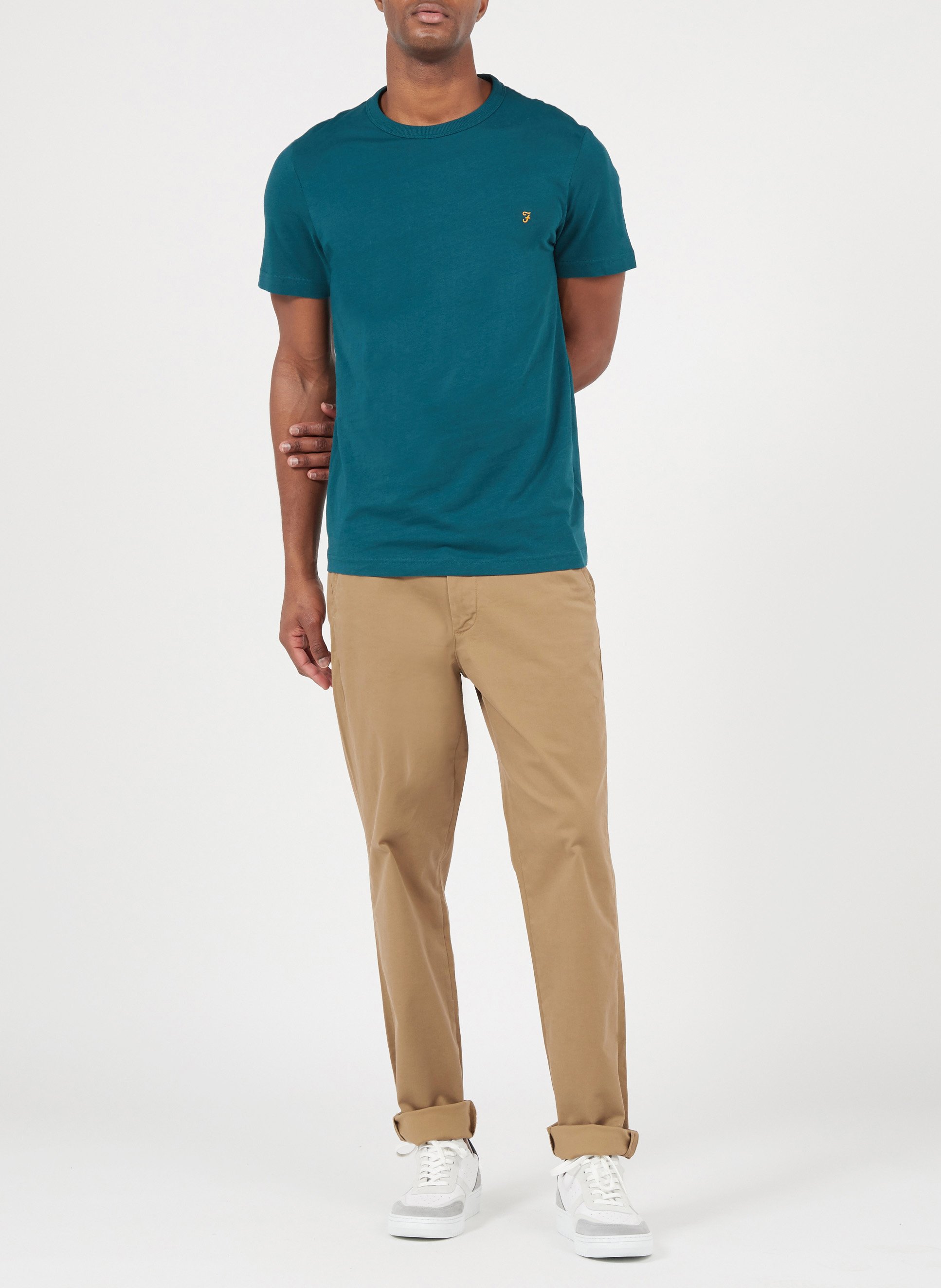 Pantalon slim en coton organique SELECTED Marron