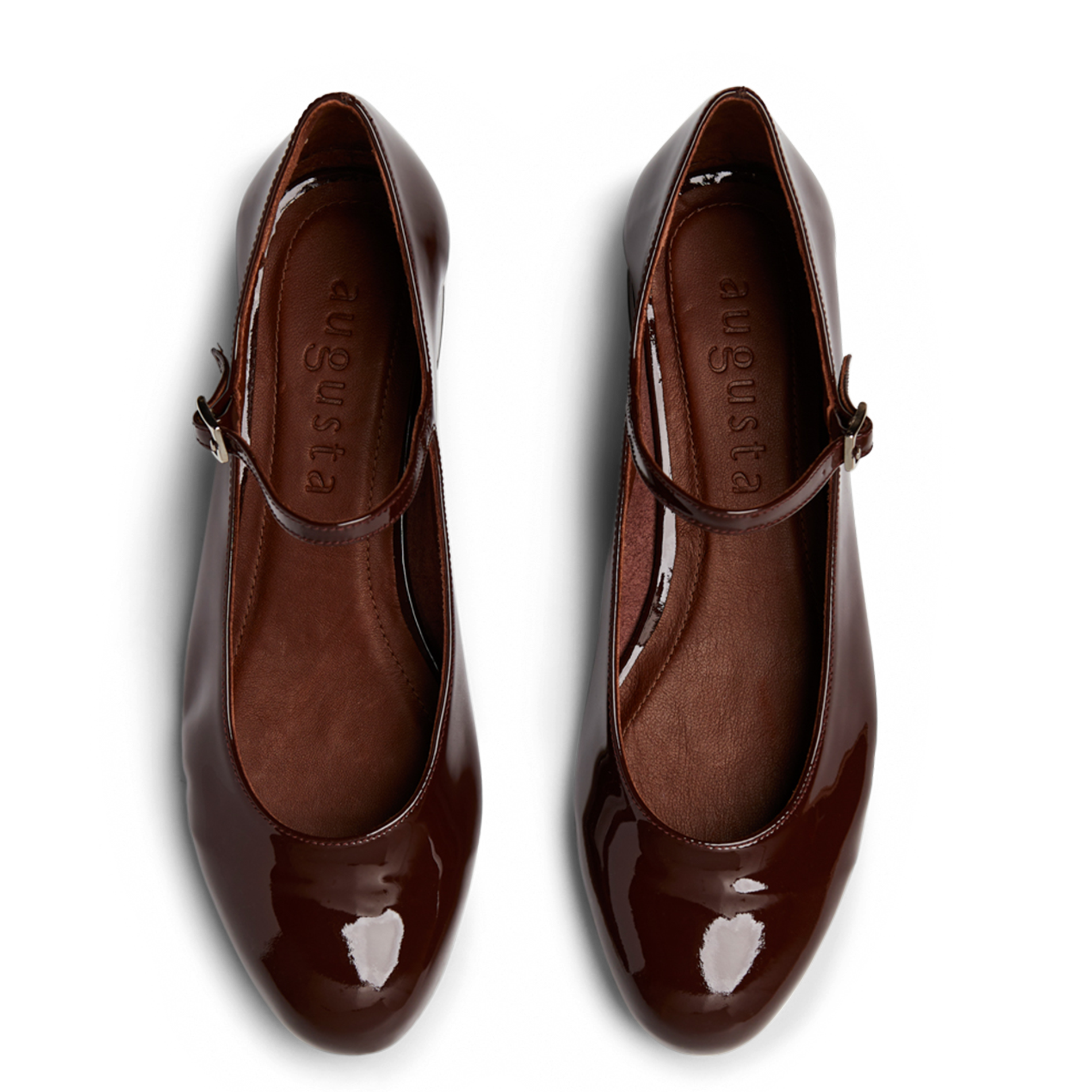 Gelakte leren ballerina's AUGUSTA Bruin