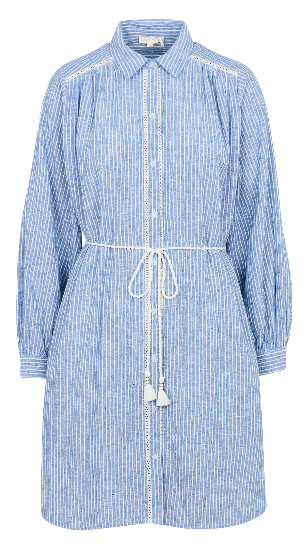 Halflange, gestreepte jurk van biokatoen Blauw