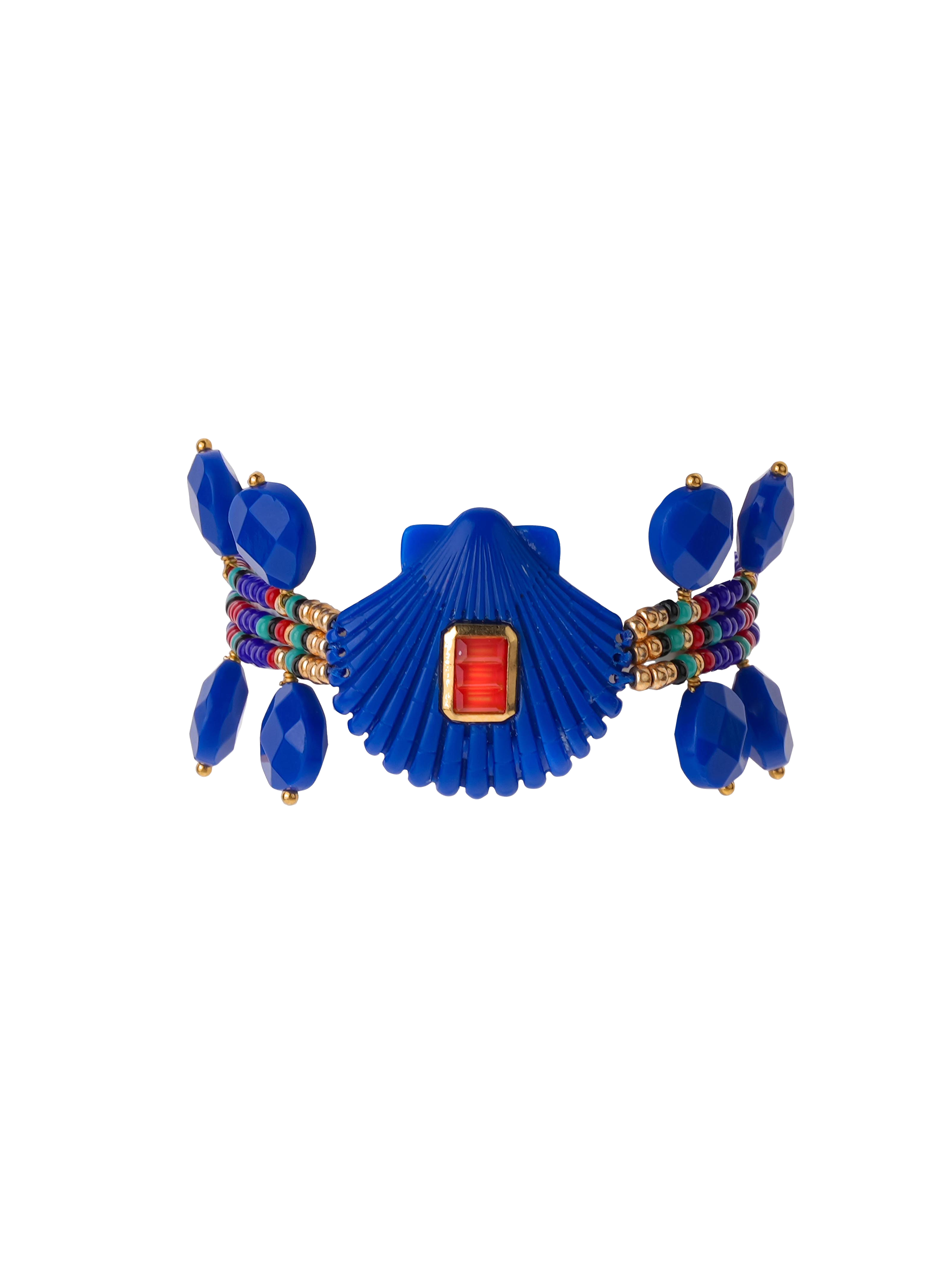 Adjustable bracelet with beads and pendants HIPANEMA Blue