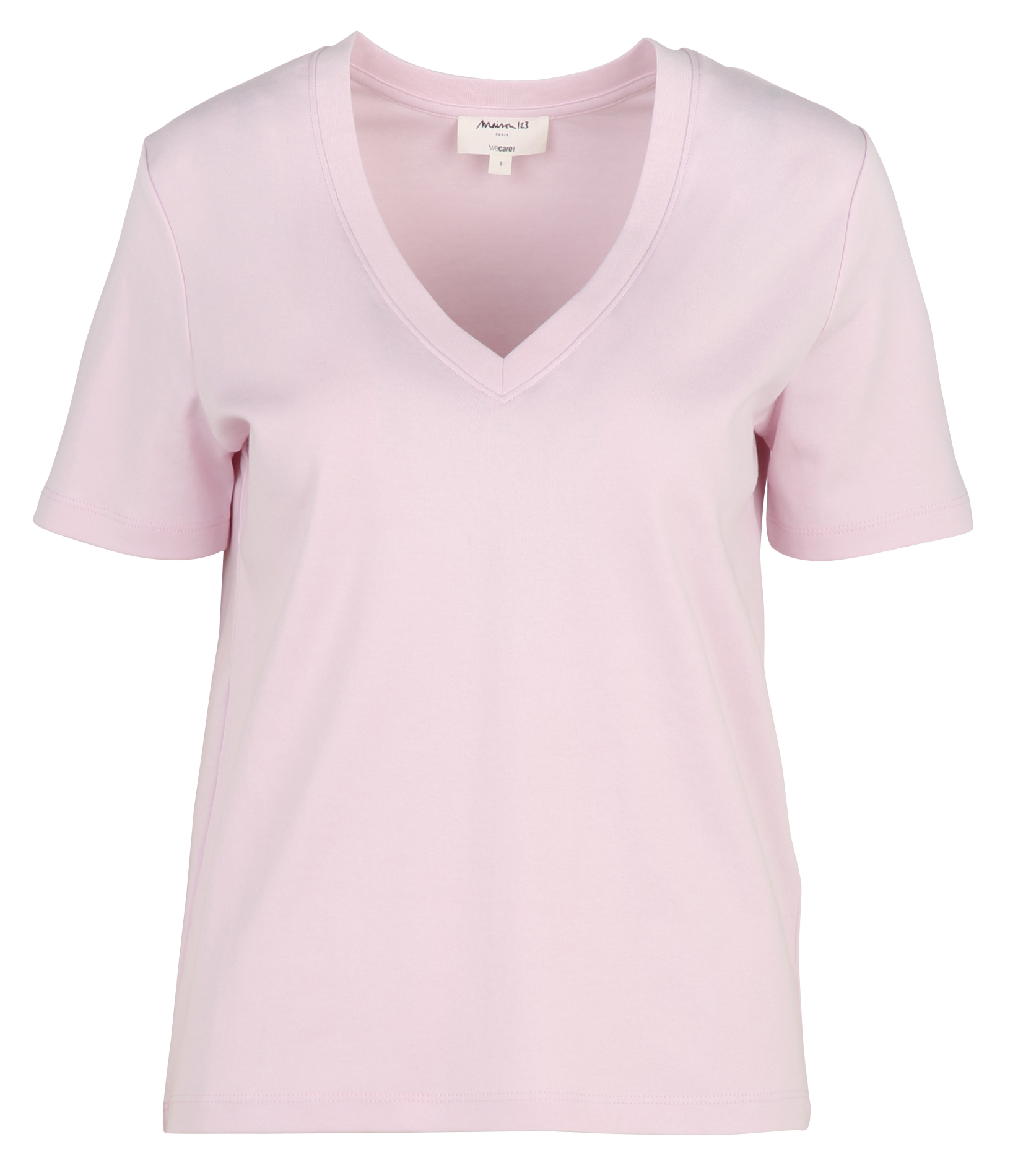 Straight cotton V-neck T-shirt Pink