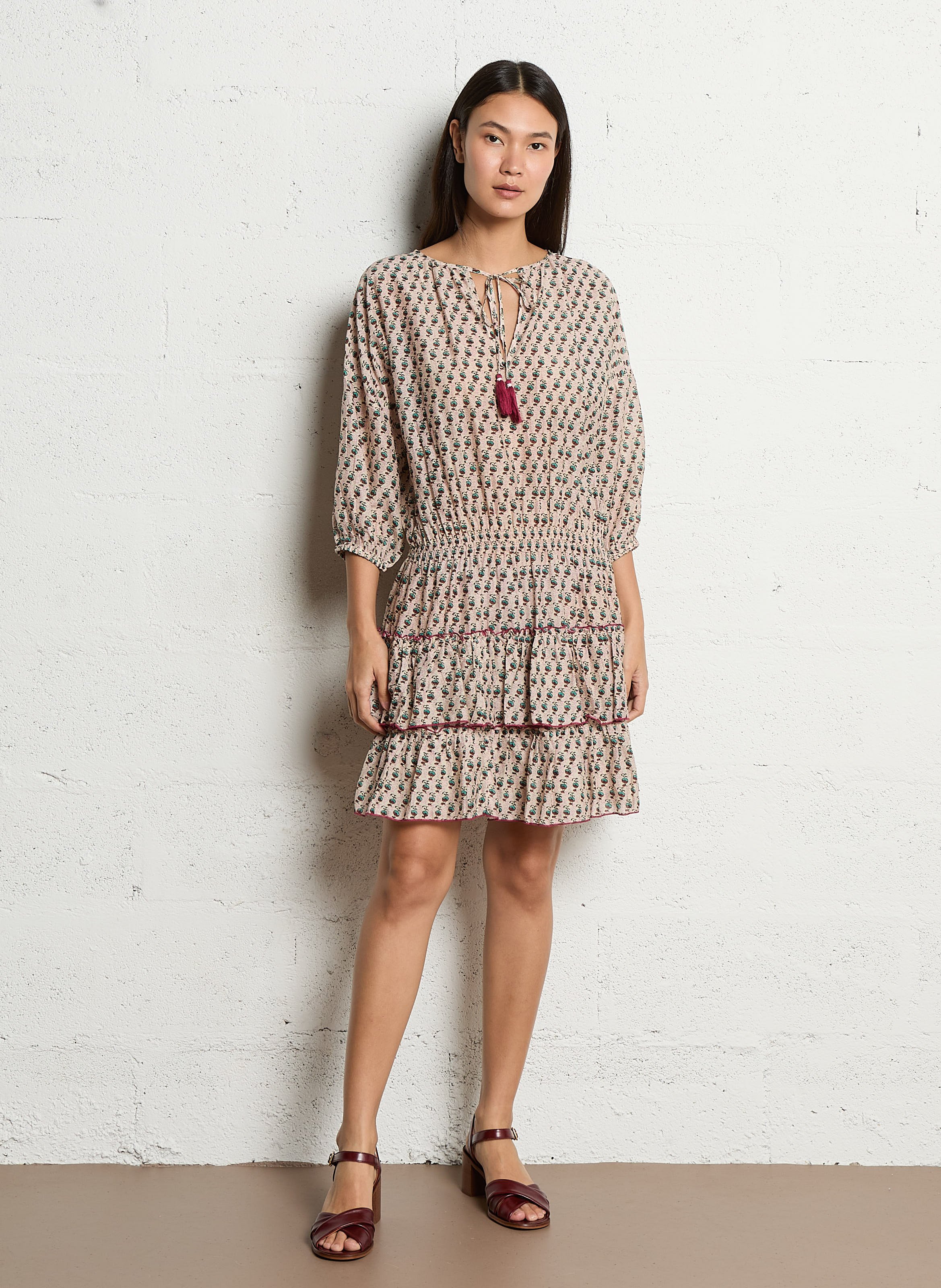 Robe courte cintrée en coton M.A.B.E Multicolore