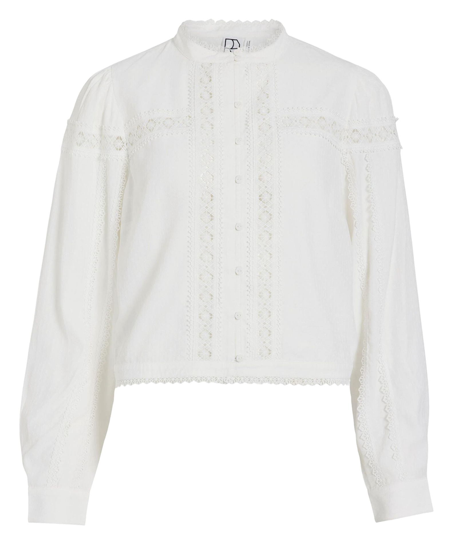 Blouse droite brodée à dentelle ROUGE EDIT Beige