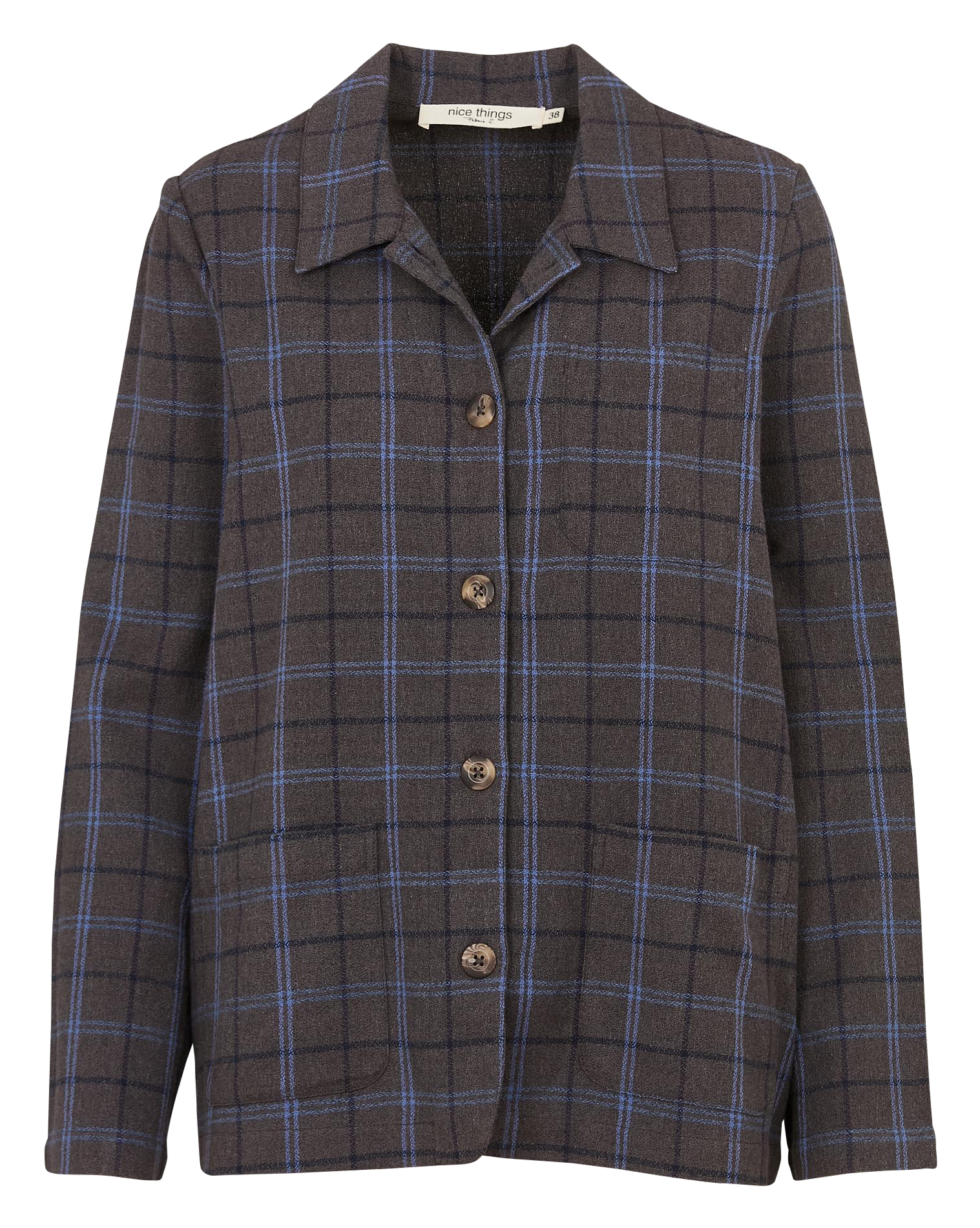 Veste chemise écossaise à poches NICE THINGS Gris