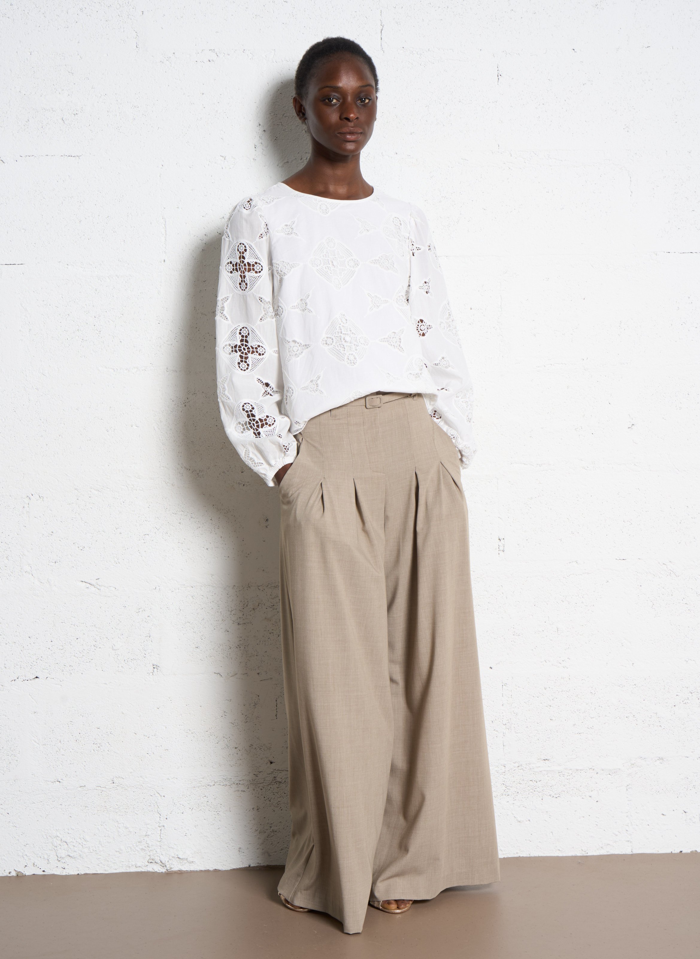 Straight cotton-blend blouse MAISON 123 White