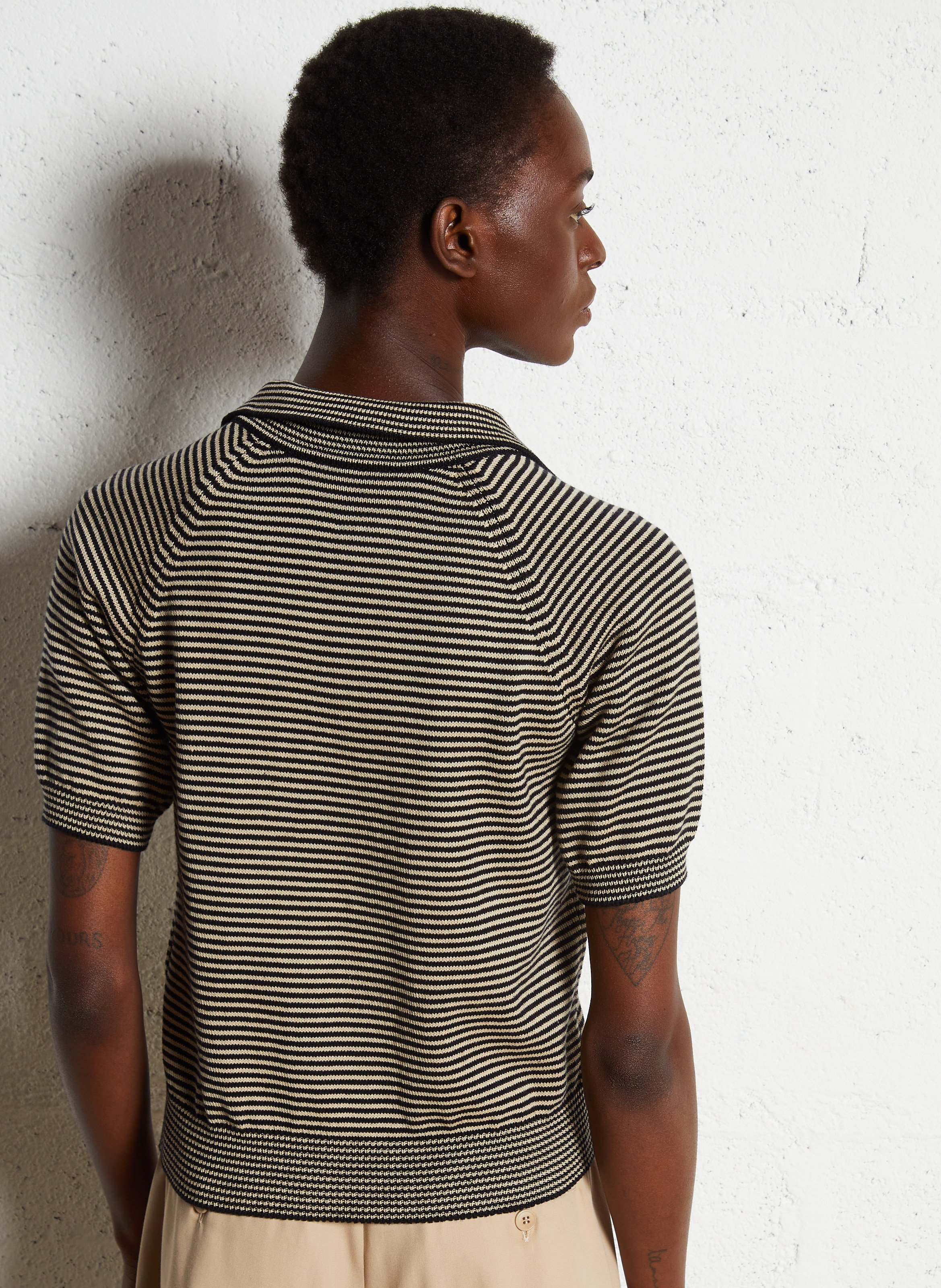 Striped straight cotton polo shirt MAX MARA WEEK END Beige