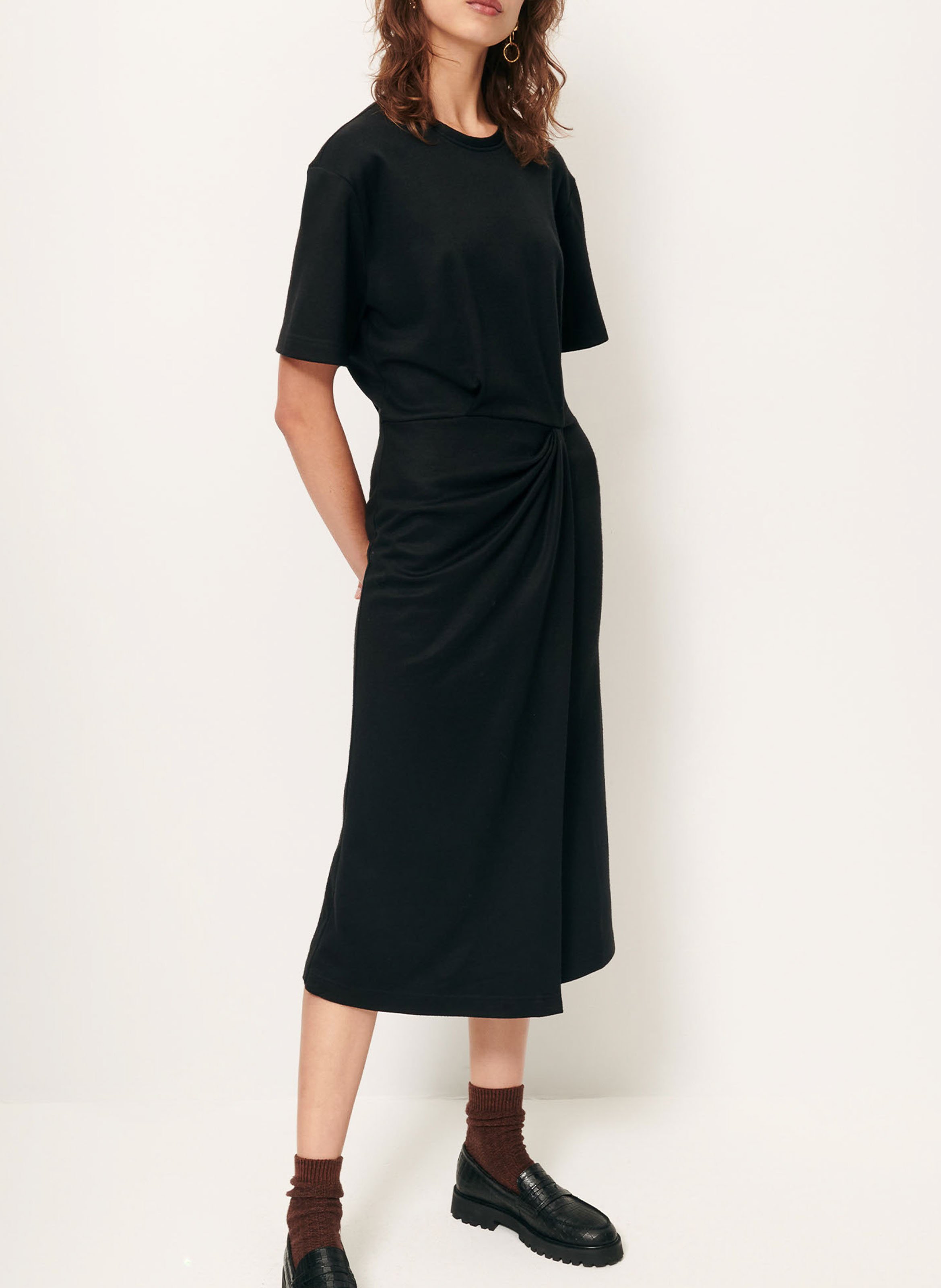 Robe midi col rond en maille  SESSUN Noir