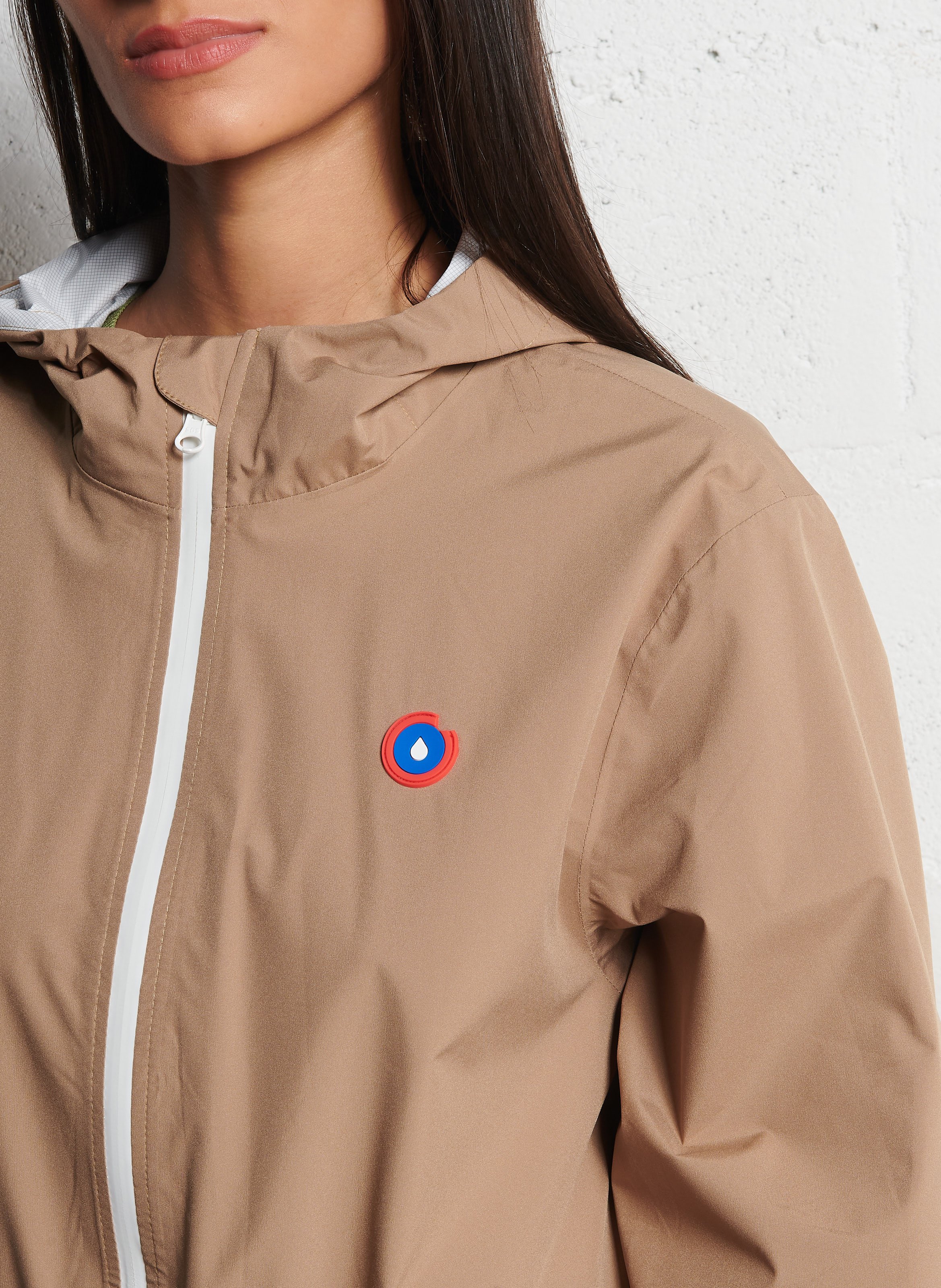 Imperméable long à capuche convertible  Beige