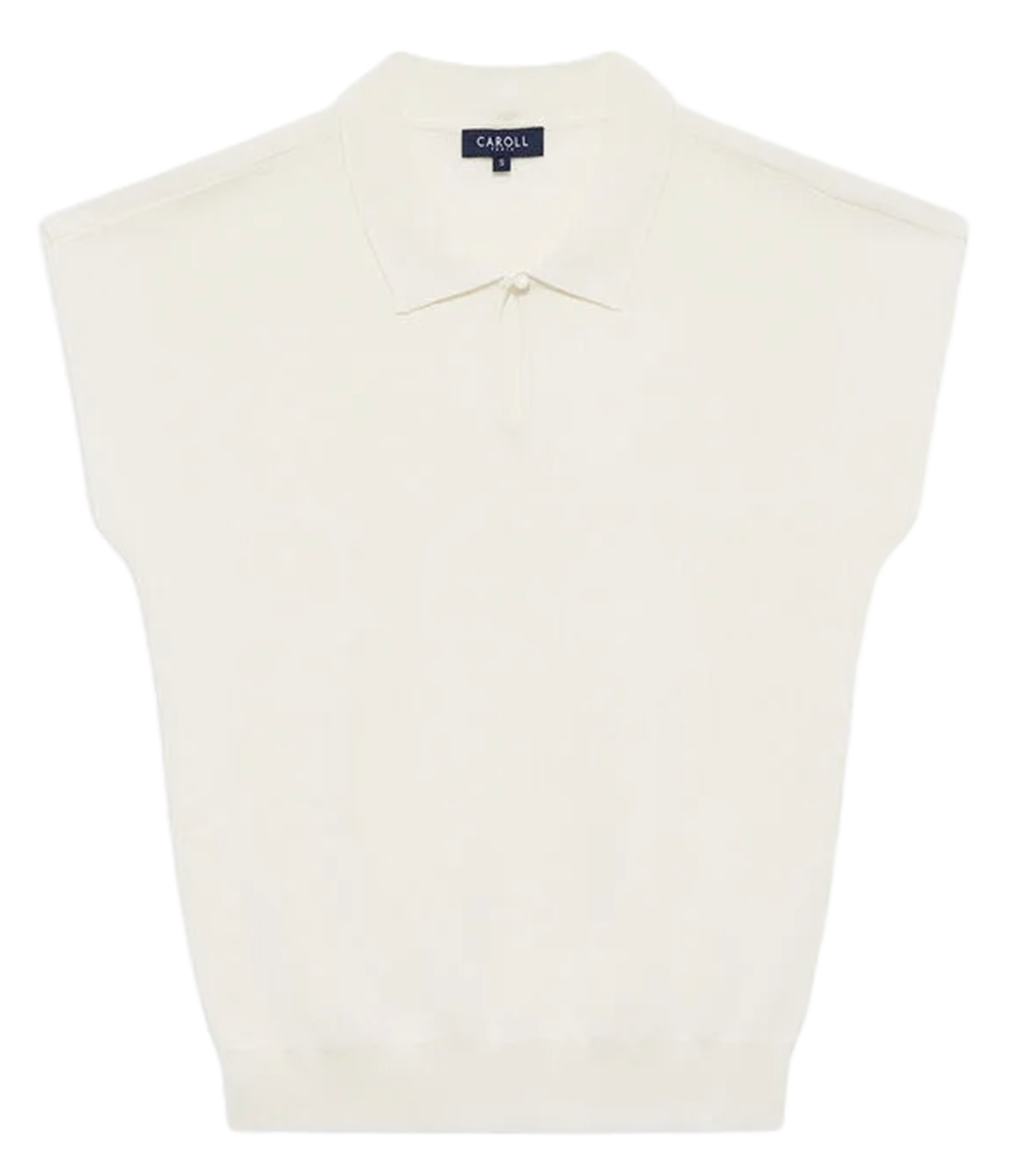 Sleeveless shirt collar solid sweater CAROLL Beige