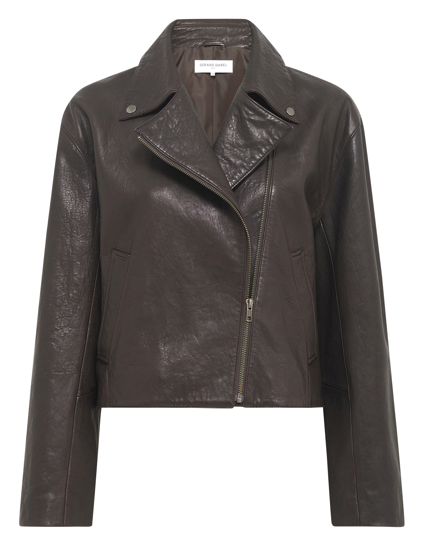 Leather jacket with tailored collar GERARD DAREL Brown