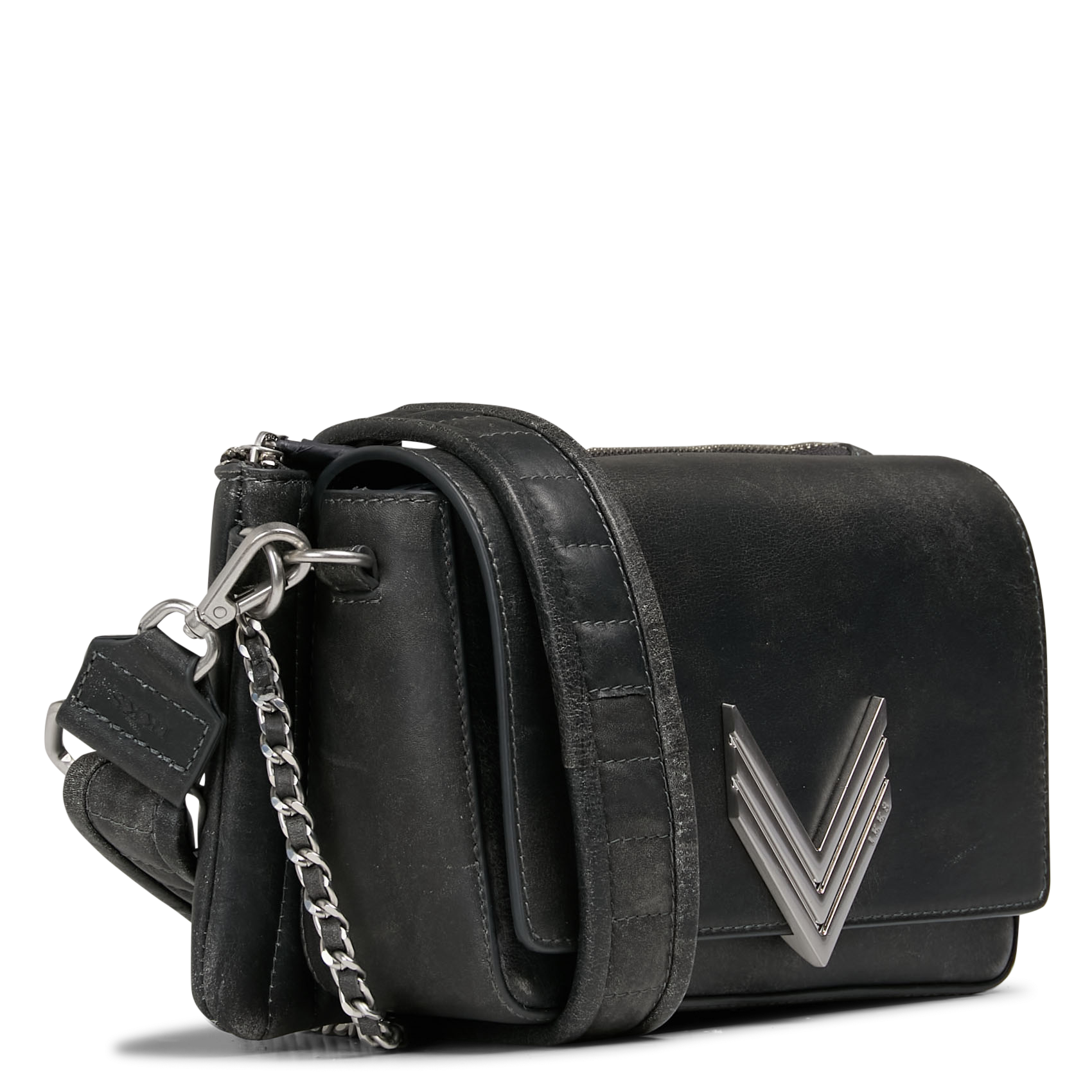 Leather crossbody bag IKKS Grey