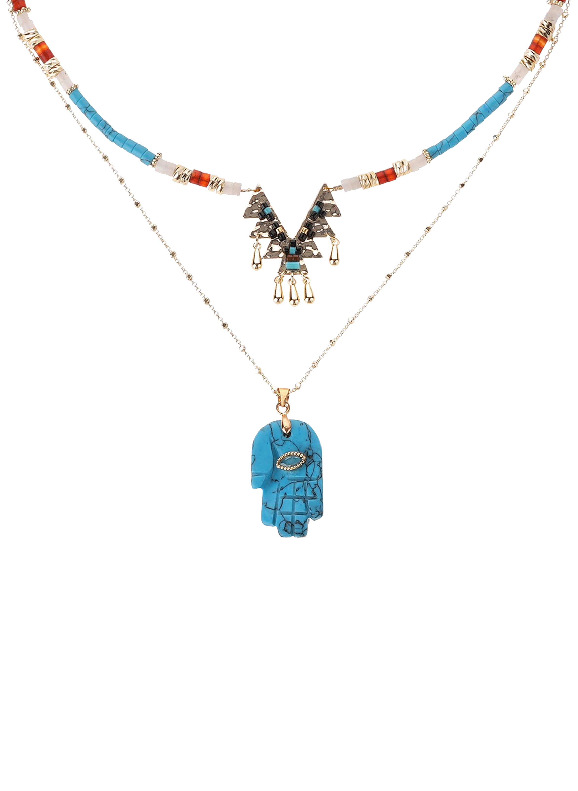 Multistrand pearl necklace with central pendants HIPANEMA Blue