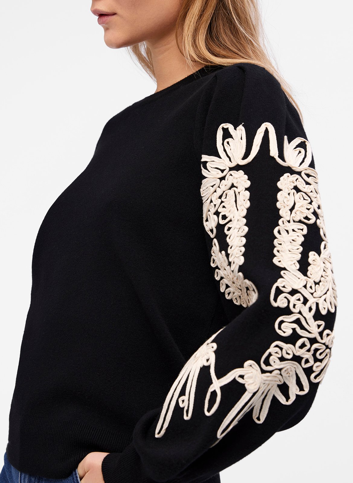 Sweater met ronde hals OBJECT Zwart