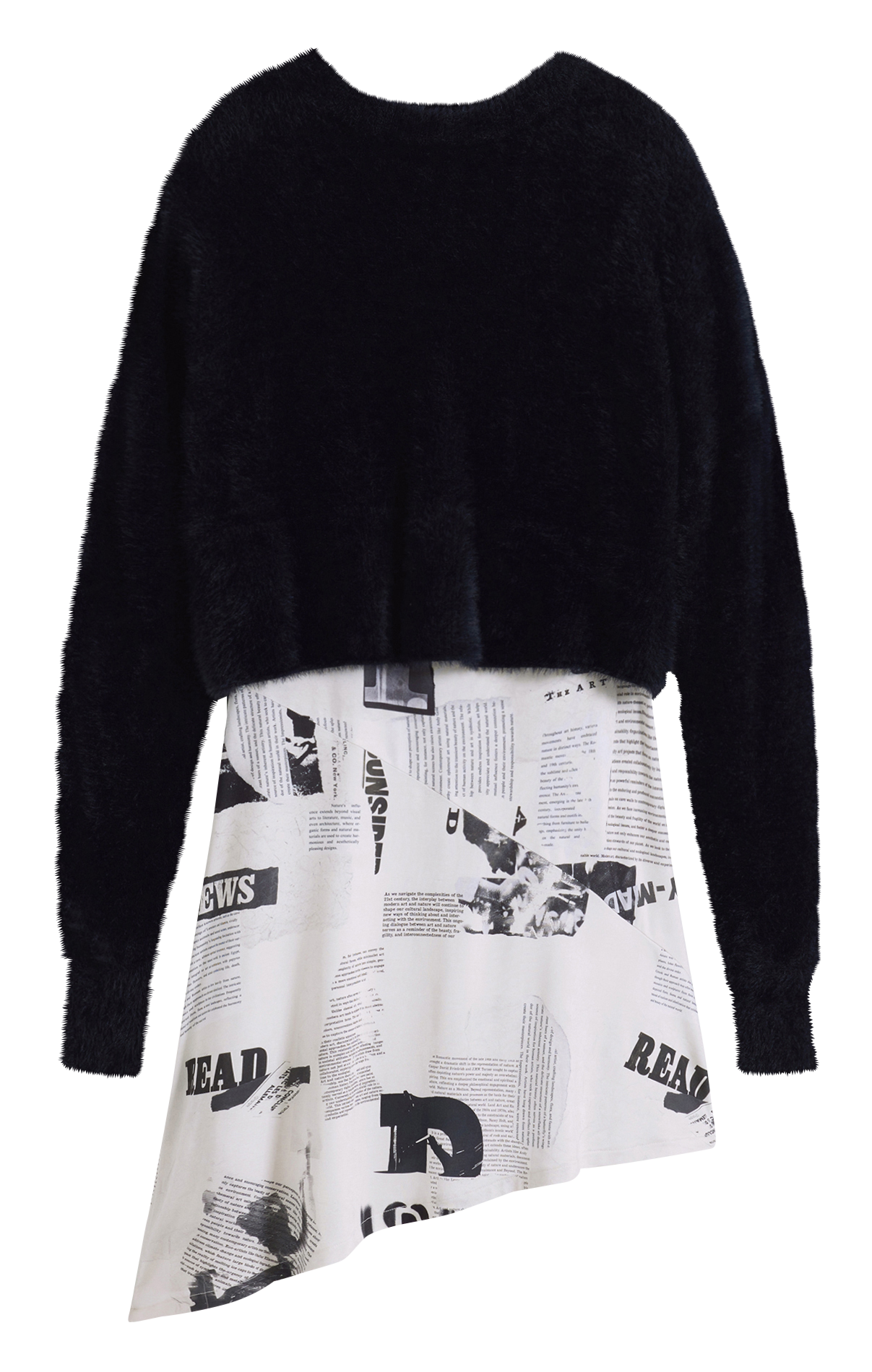 Robe 2 en 1 à imprimé journal DESIGUAL Noir