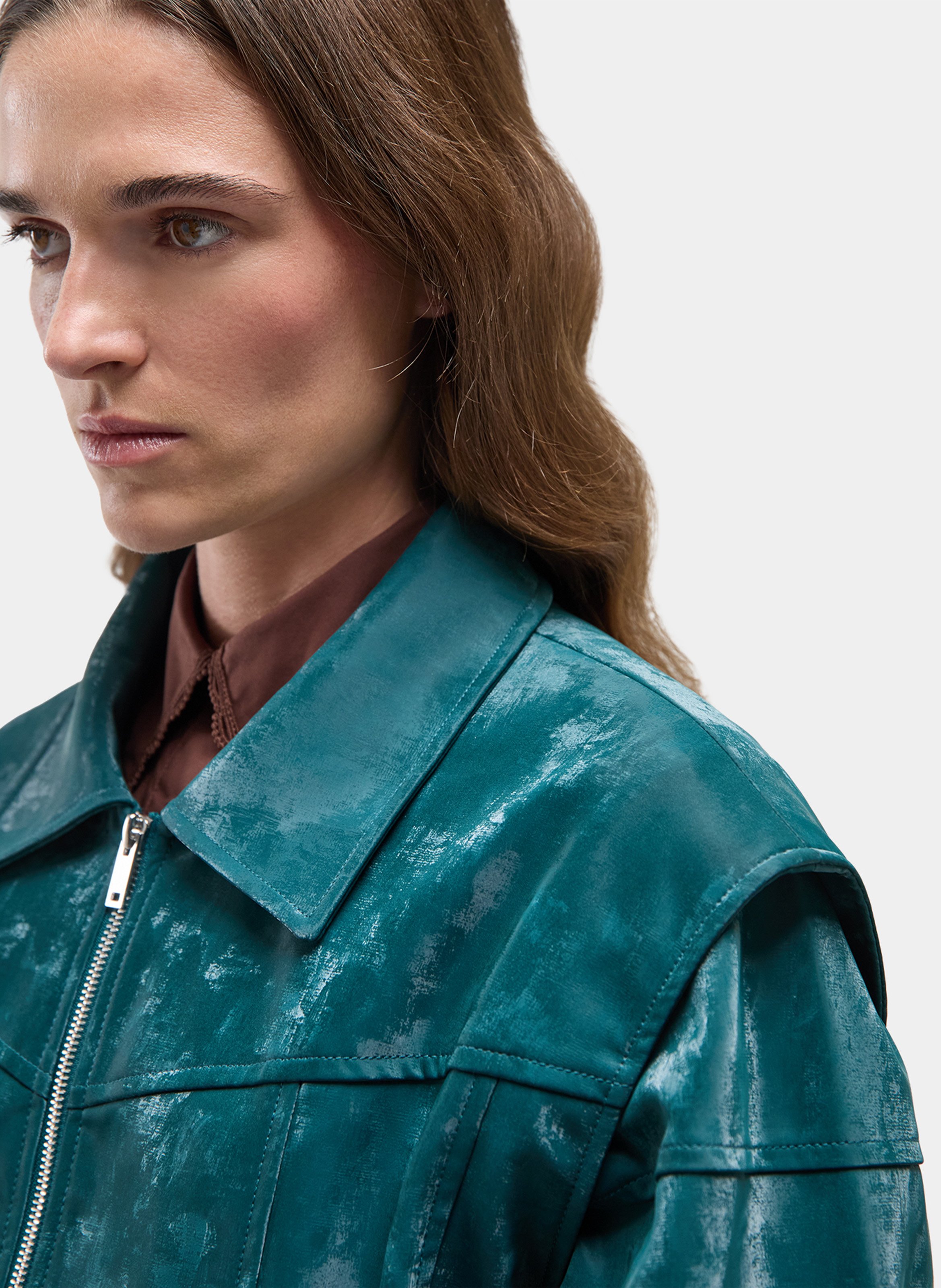 Oversized washed zip-up jacket LAAGAM Green