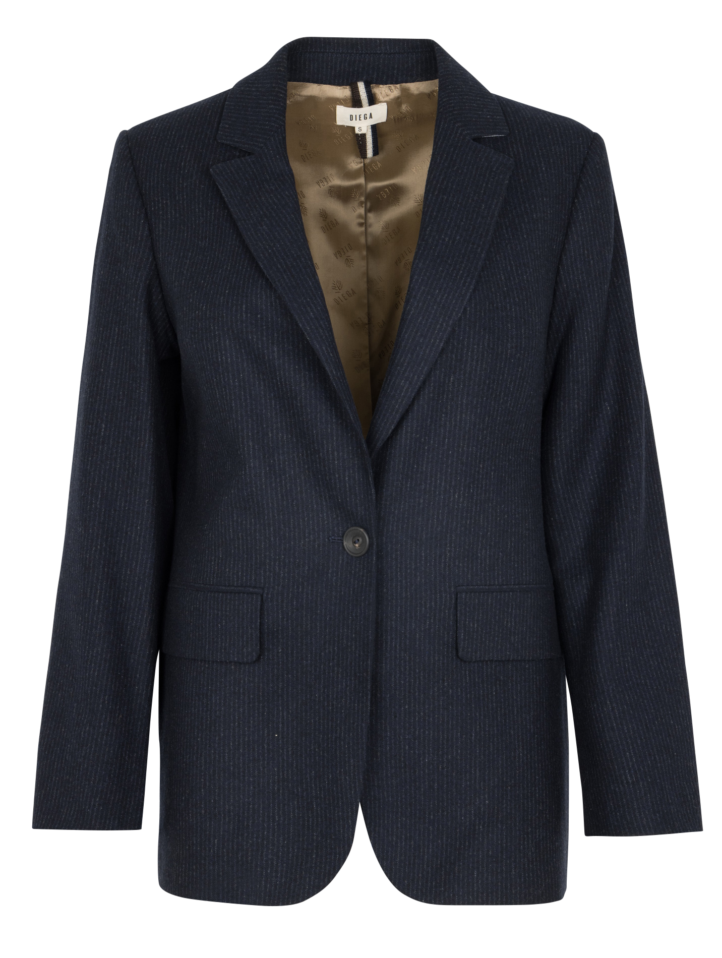 Veste droite col tailleur rayée en laine mélangée DIEGA Bleu