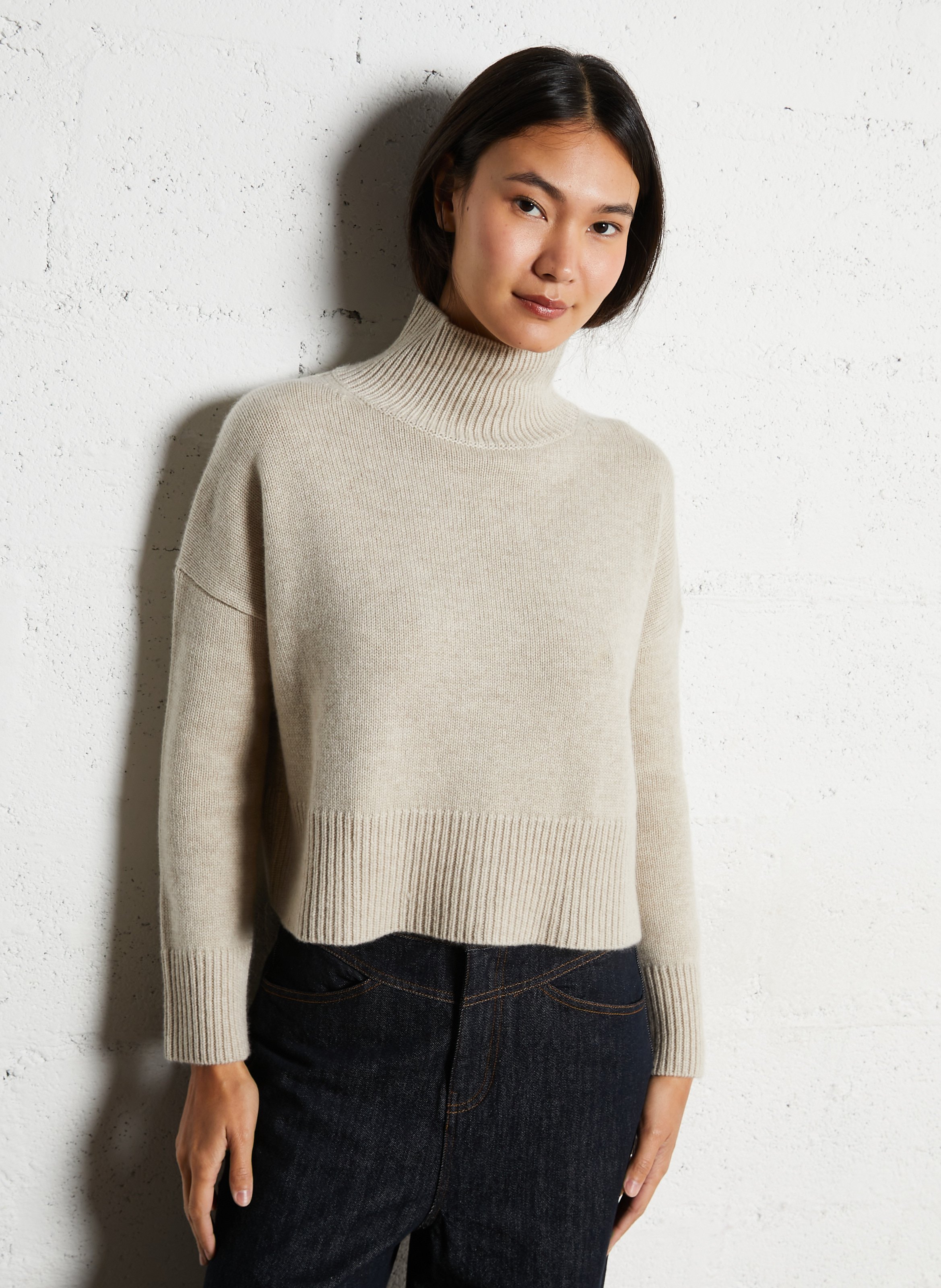 Korte coltrui van kasjmier KUJTEN Beige