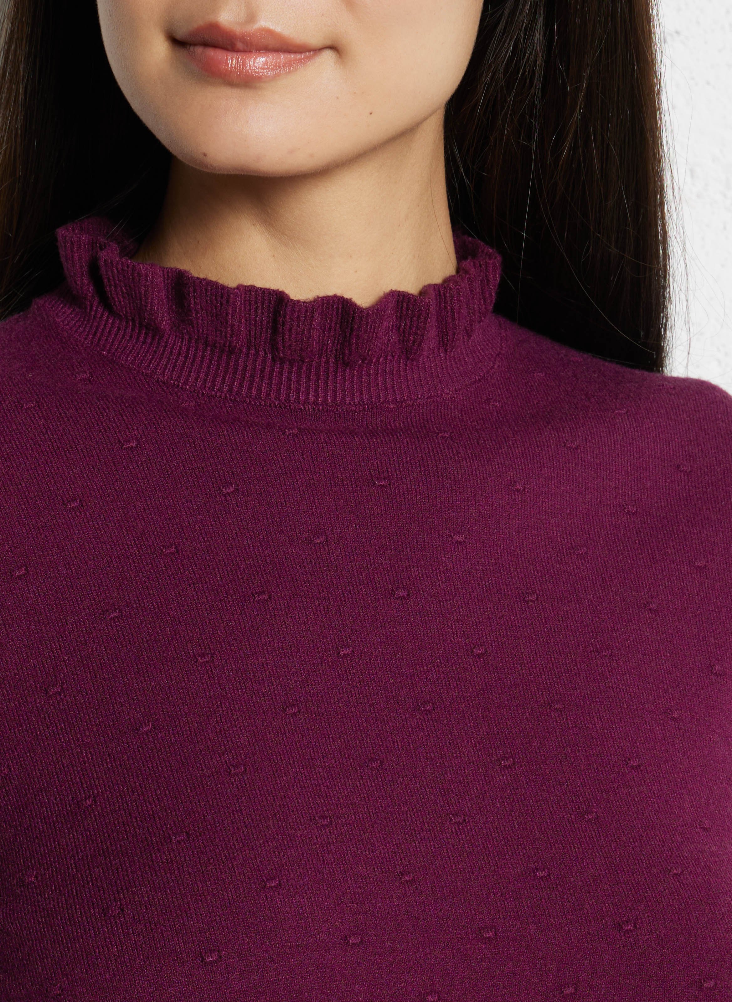 Pull col rond jacquard à volants LA PETITE ETOILE Rouge