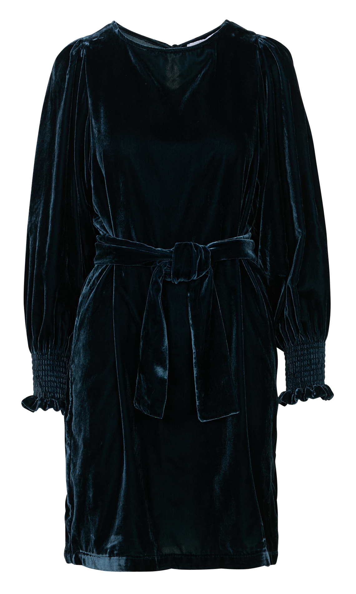 Kurzes Samtkleid mit U-Boot-Ausschnitt LA FEE MARABOUTEE Blau