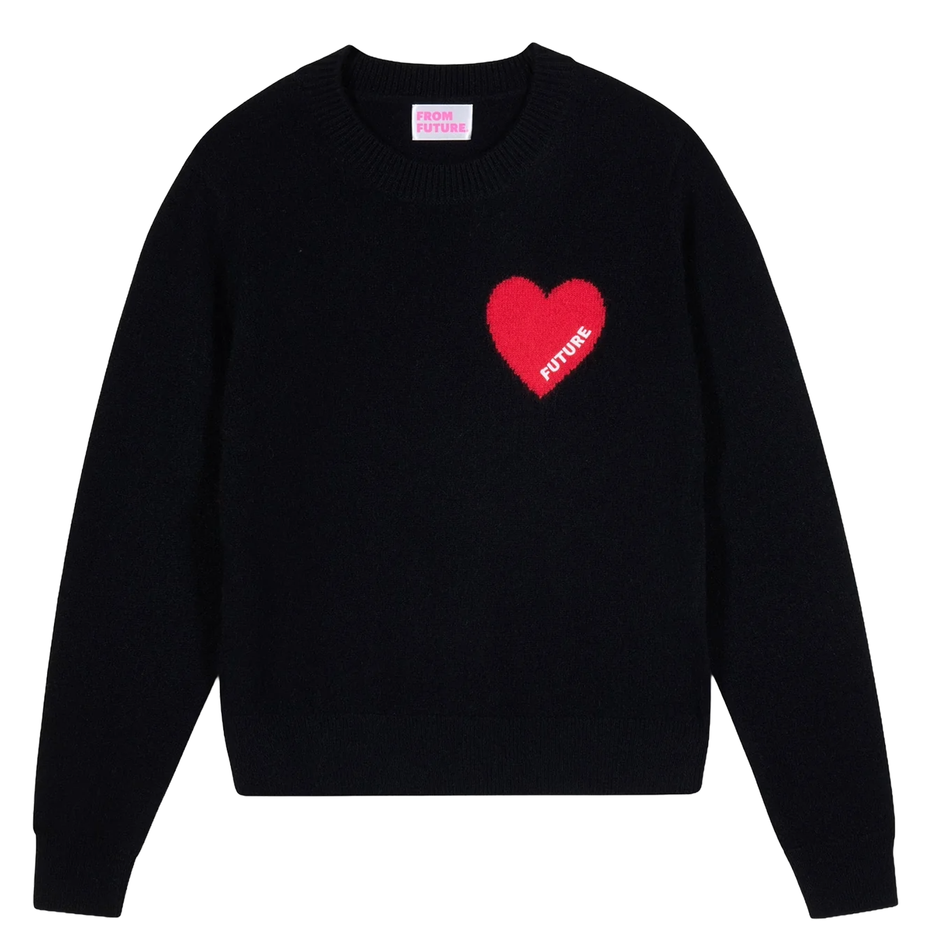 Pull droit col rond en cachemire FROM FUTURE Noir