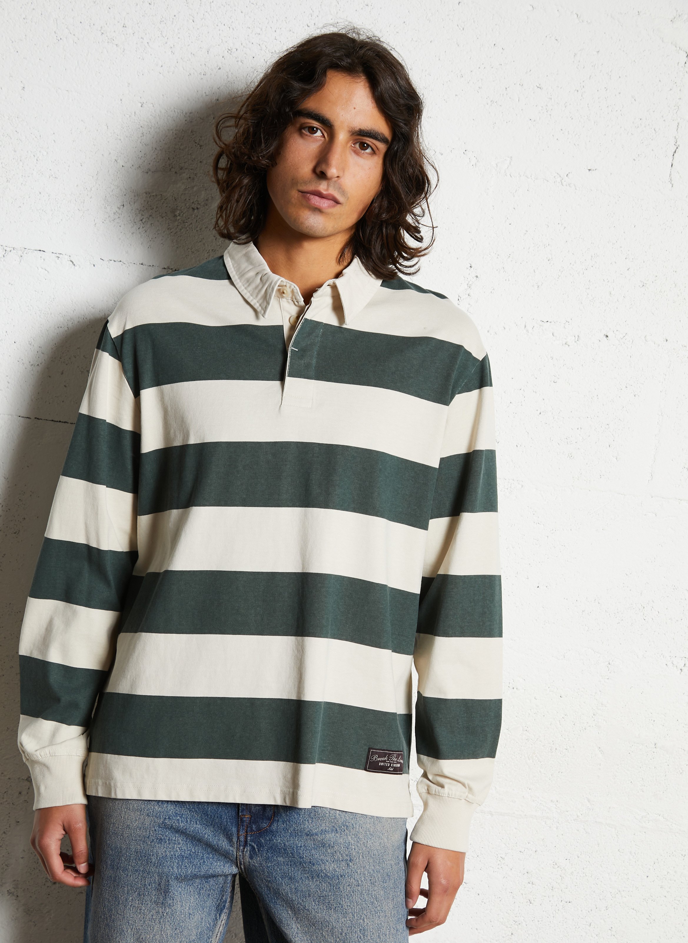 Straight cotton polo shirt SOLID Beige