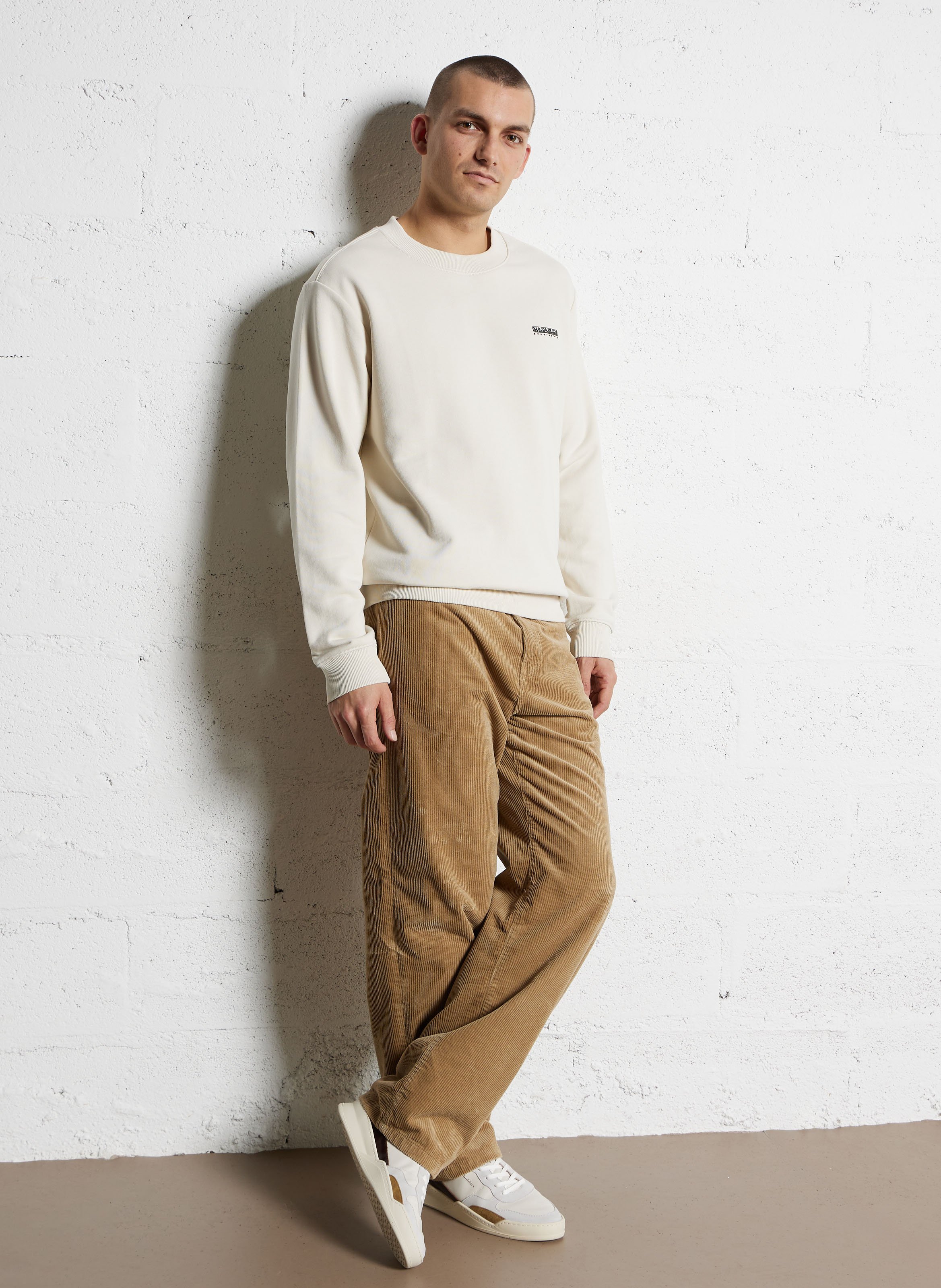 Straight-cut cotton round-neck sweater NAPAPIJRI Beige