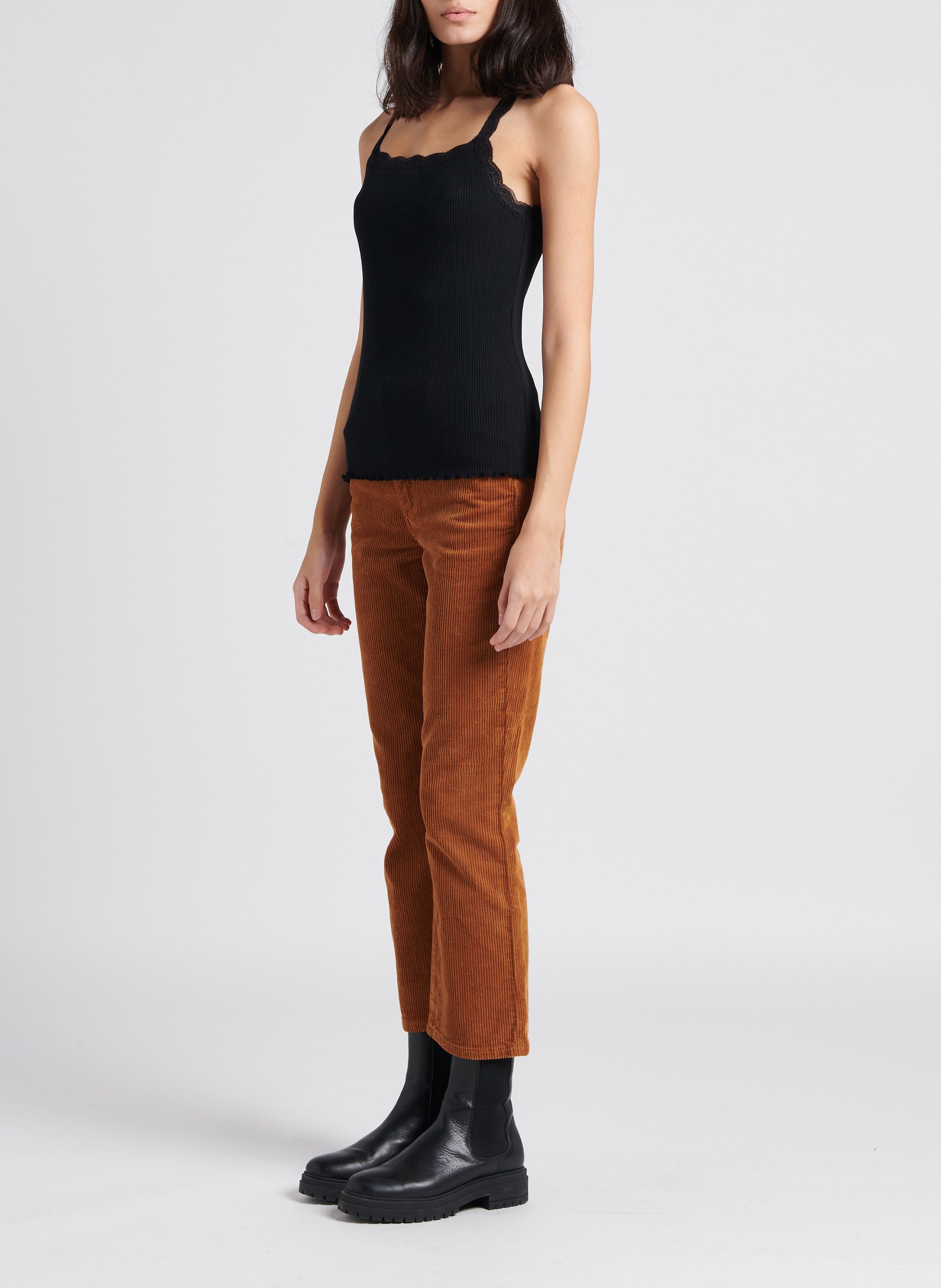 Square-neck cotton tank top MAISON 123 Black