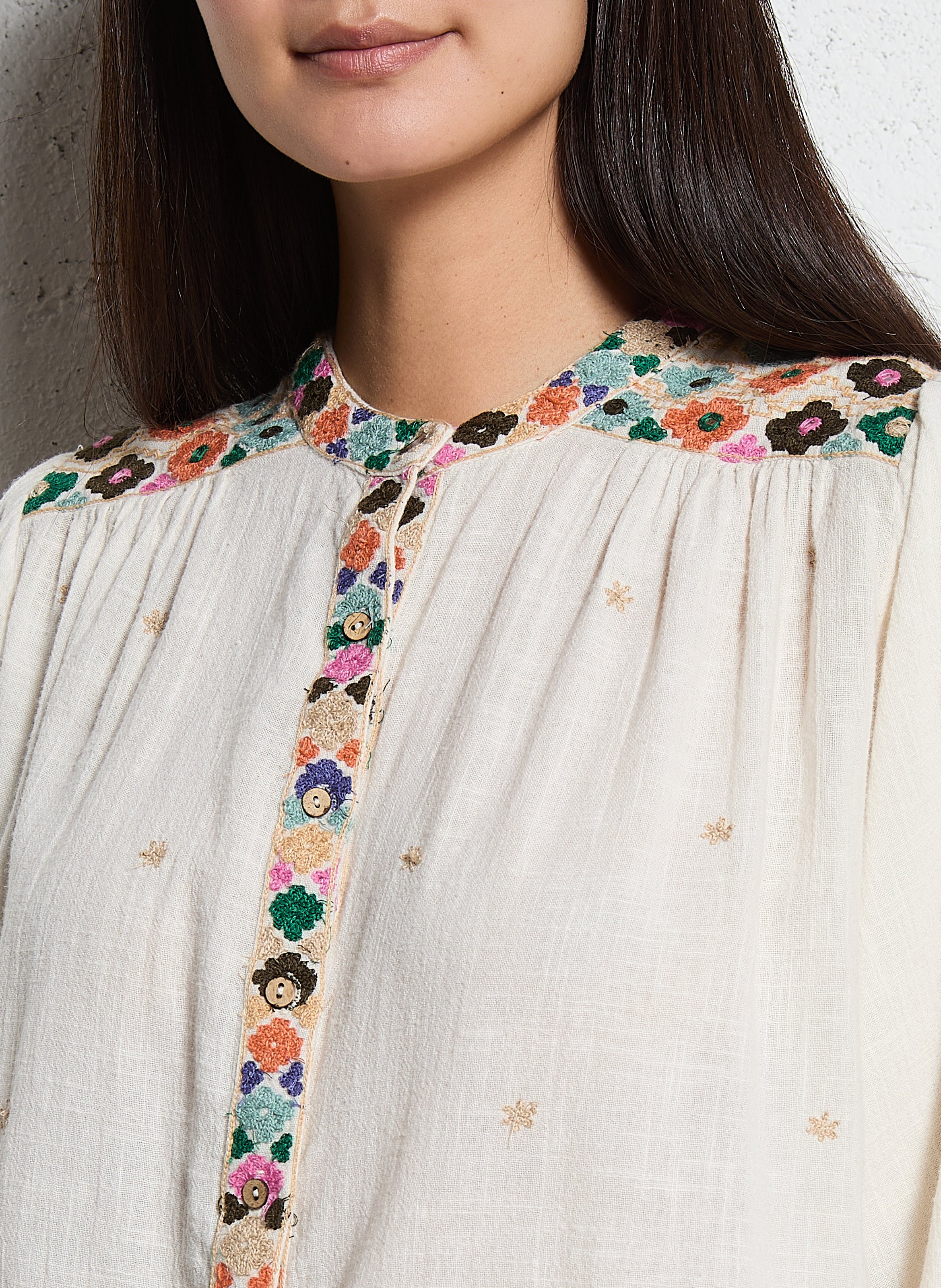 Gerader Rundhalsausschnitt aus Baumwolle MAISON HOTEL Weiss