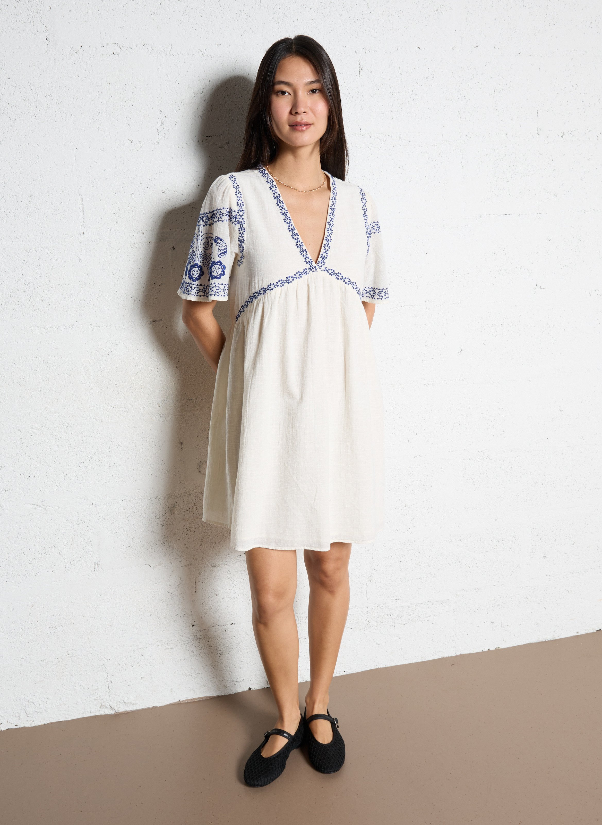 Cotton loose-fit short dress MAISON 123 Blue