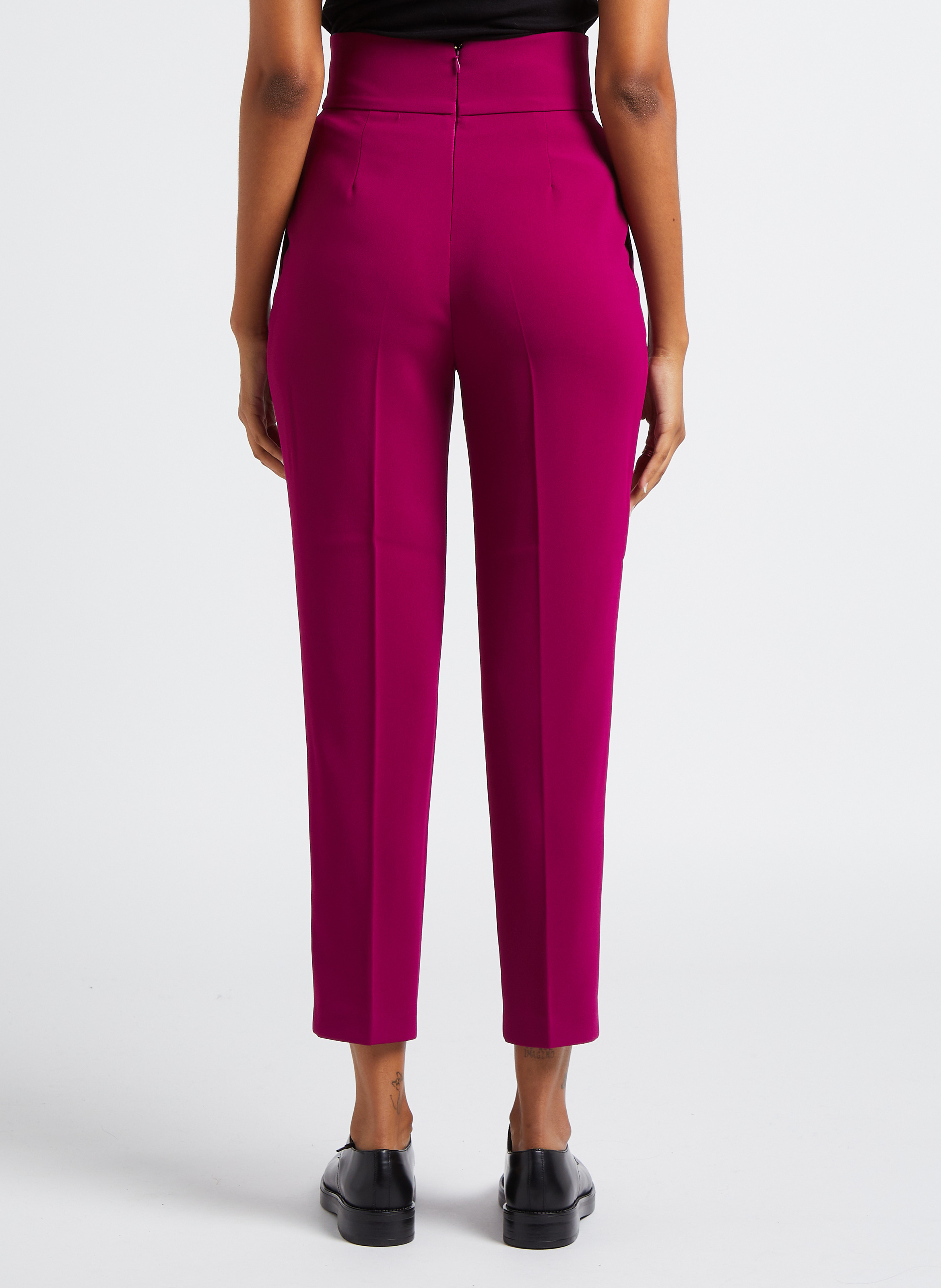 Soepelvallende, rechte broek met hoge taille PINKO Roze