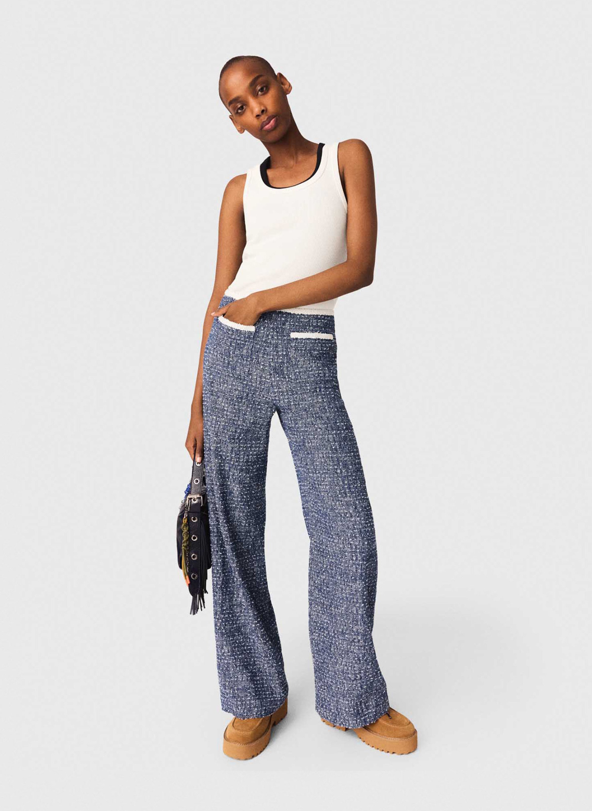 Pantalon droit en tweed MAJE Bleu