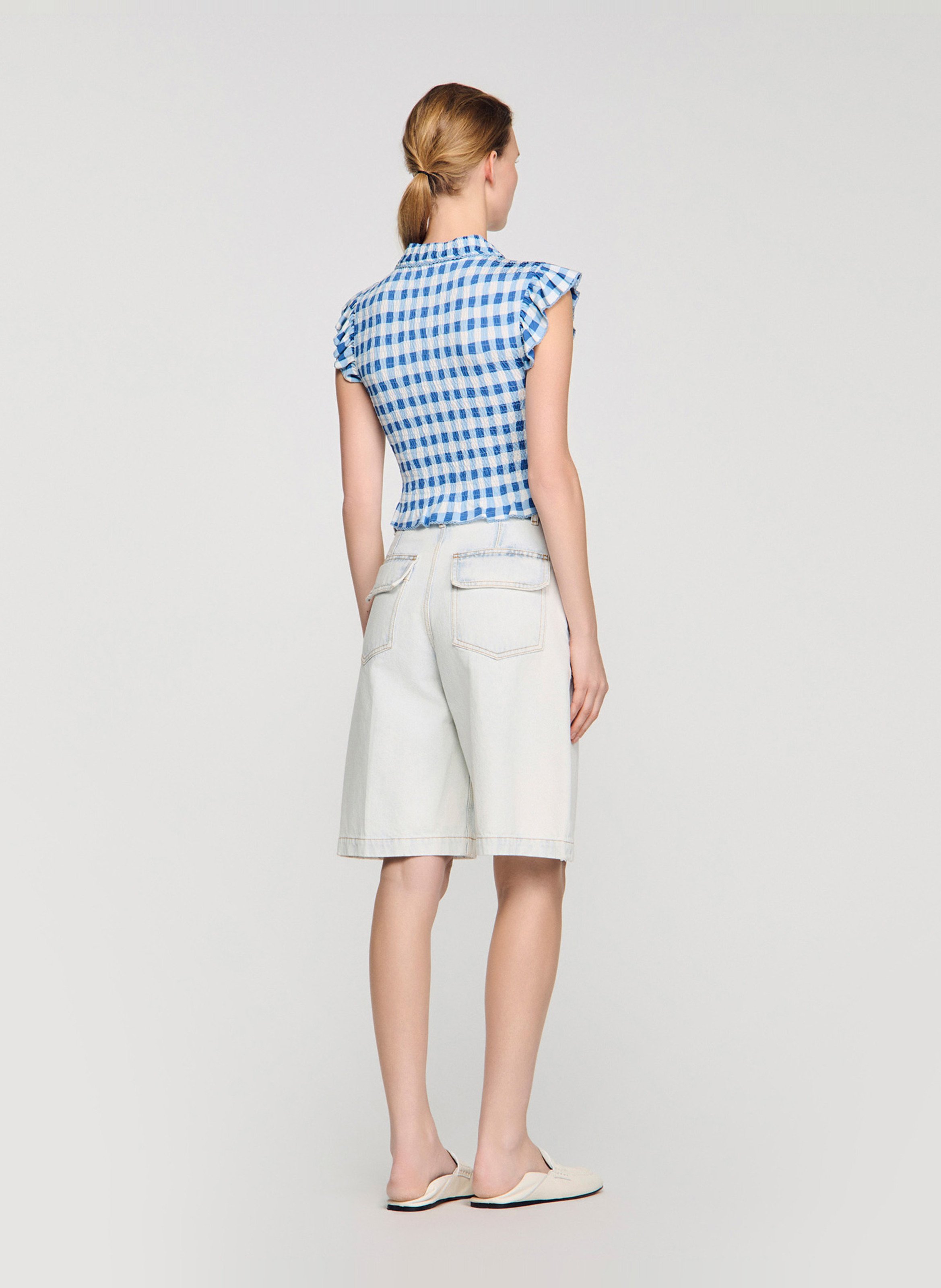 Geruite top met klassieke kraag SANDRO Blauw