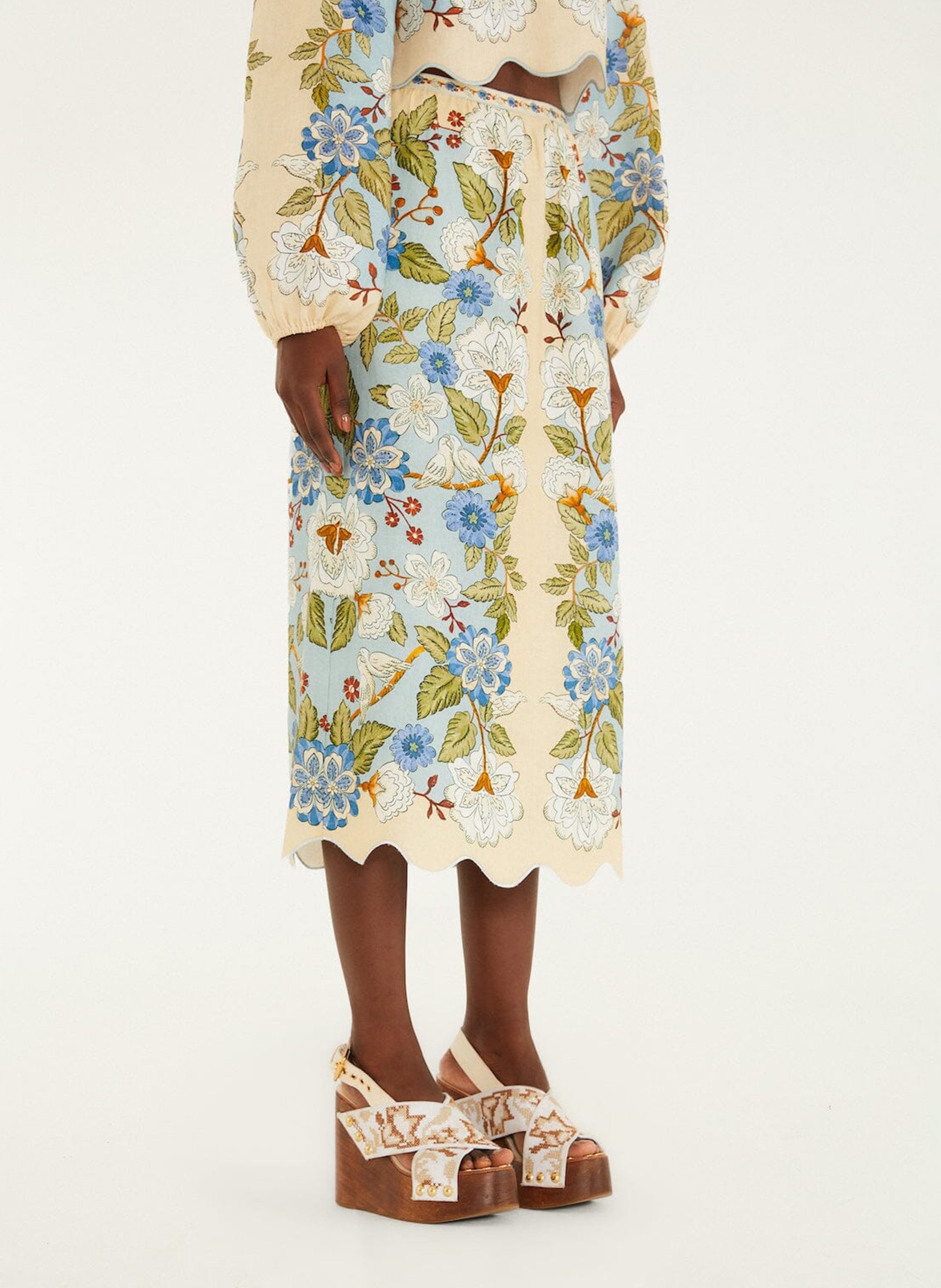 Midi-Leinenrock FARM RIO Blau