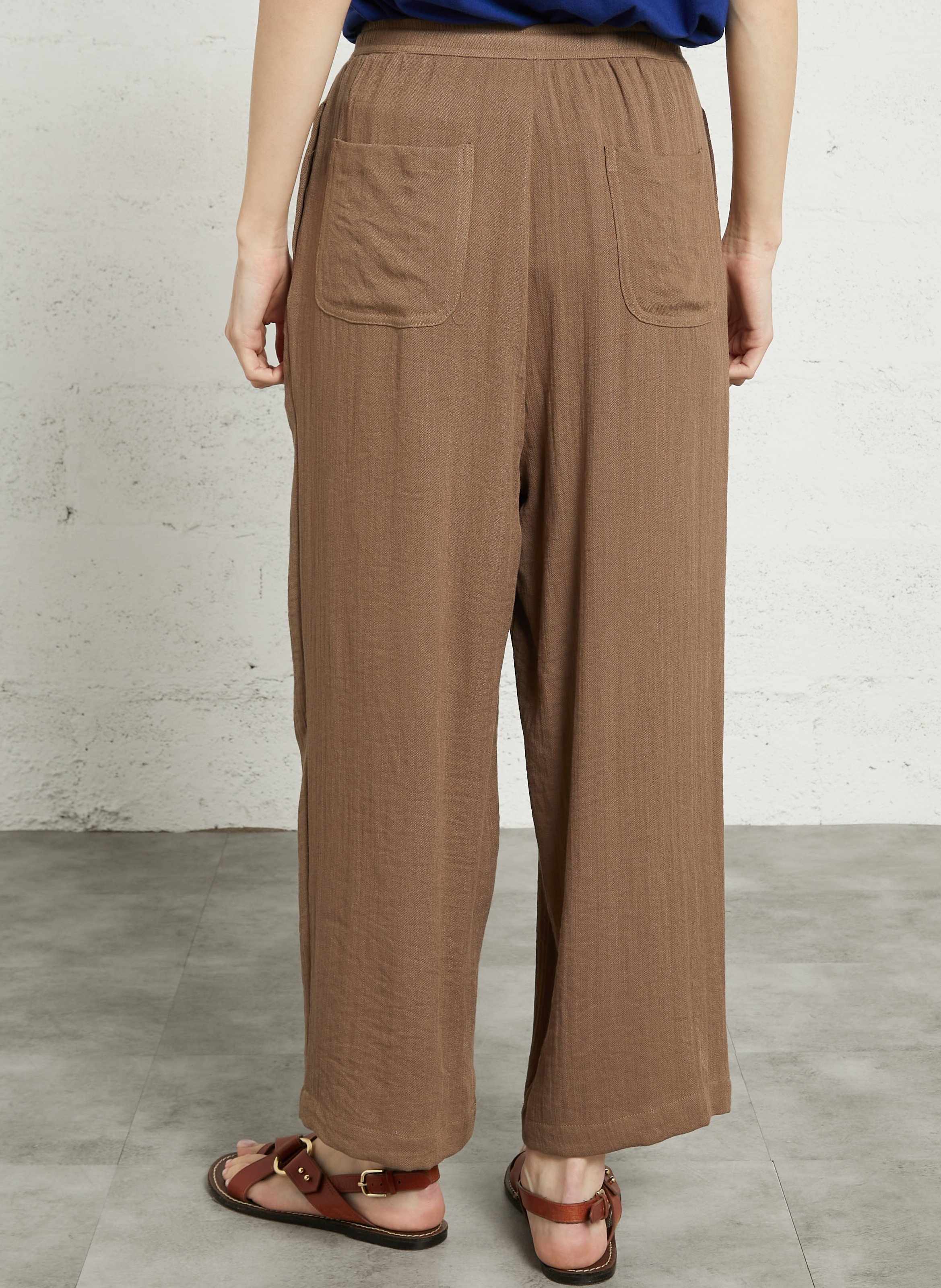 Breite High-Waist Caprihose THE KORNER Braun