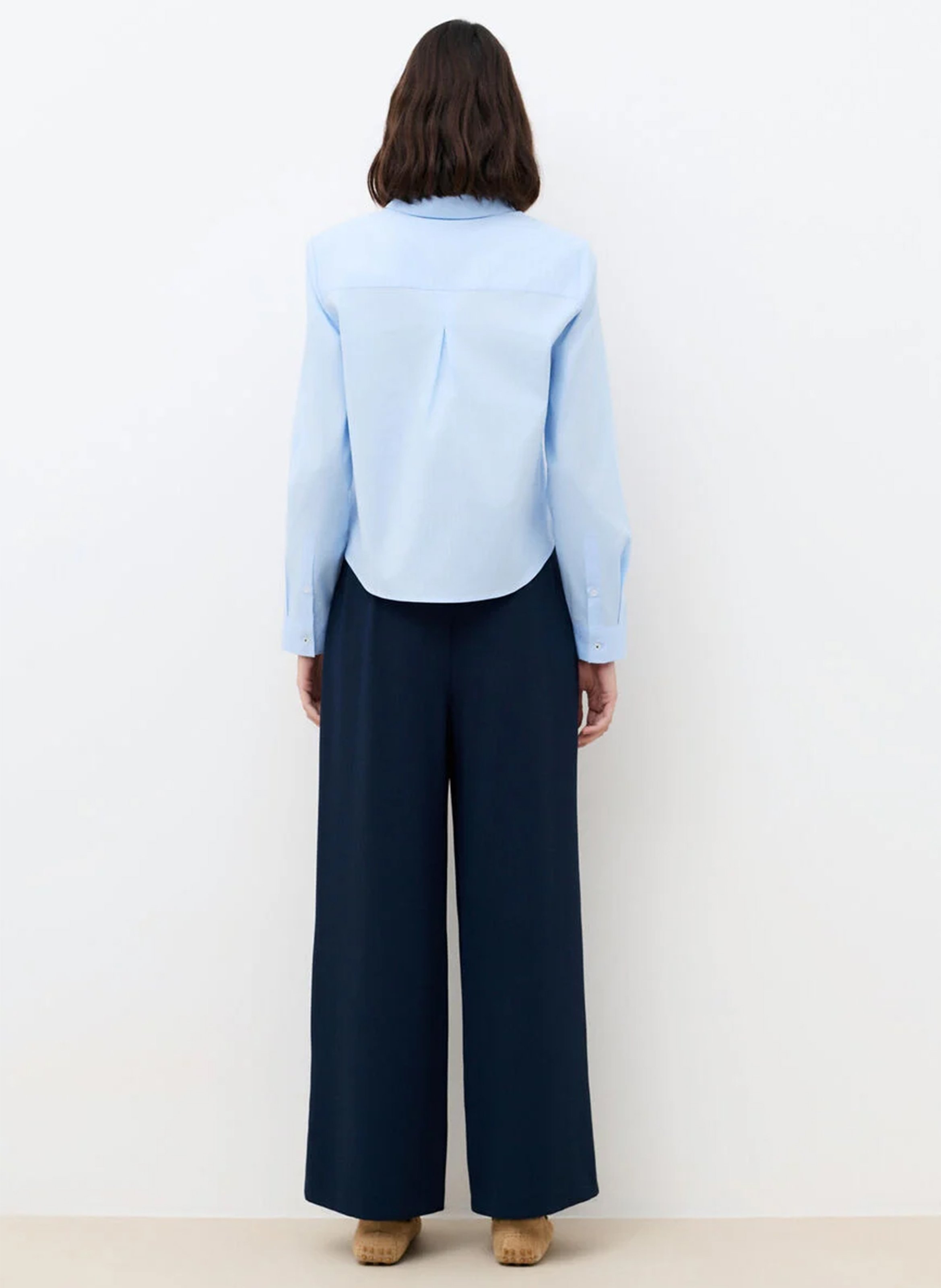 Chemise droite col classique en coton et coton recyclé mélangé CAROLL Bleu