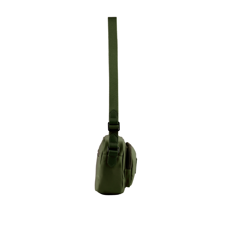 Crossbody bag in canvas trimmed with leather Khaki