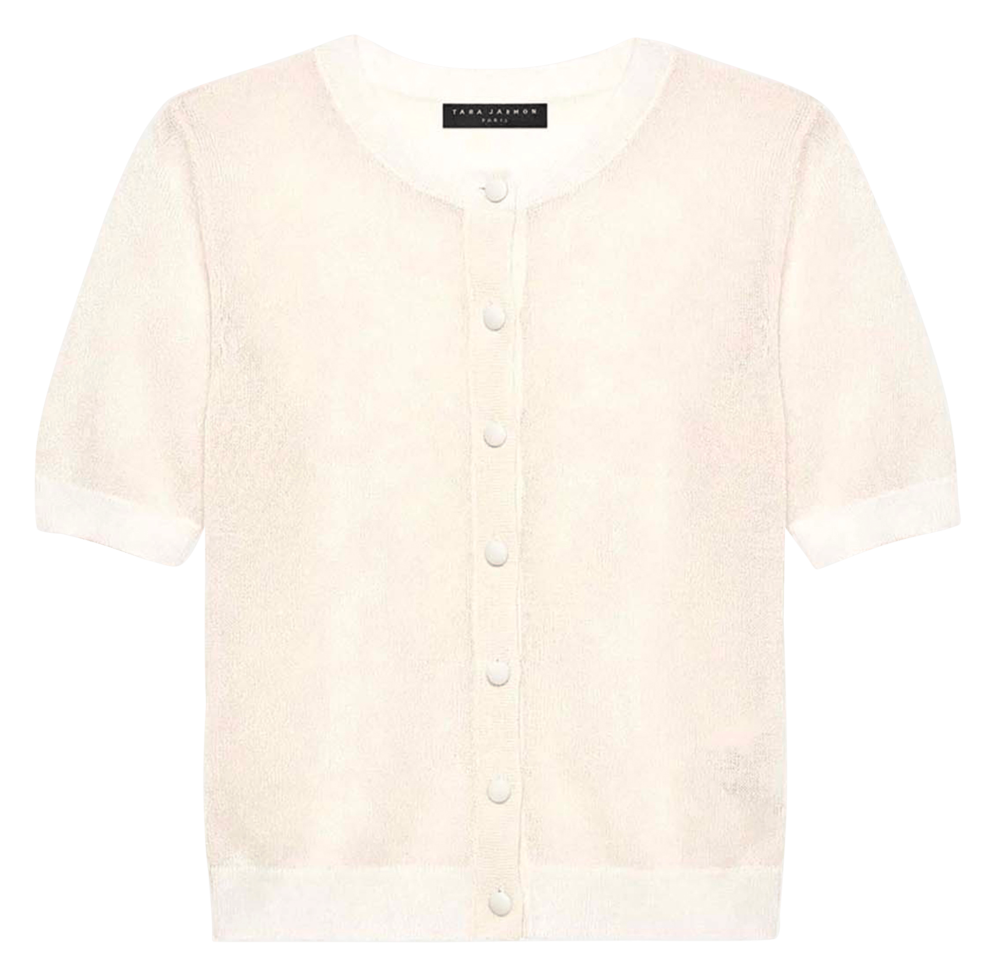 Kortemouwige ronde hals cardigan uni TARA JARMON Beige