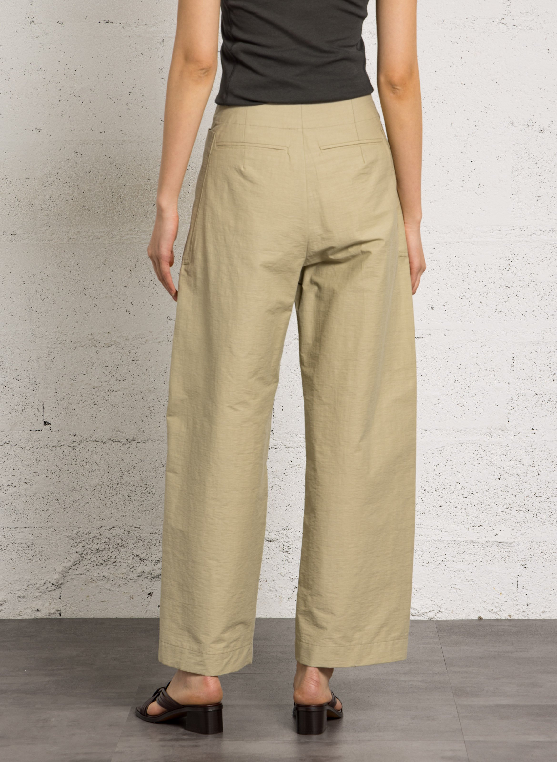 Wide-leg organic cotton-blend pants SOEUR Green