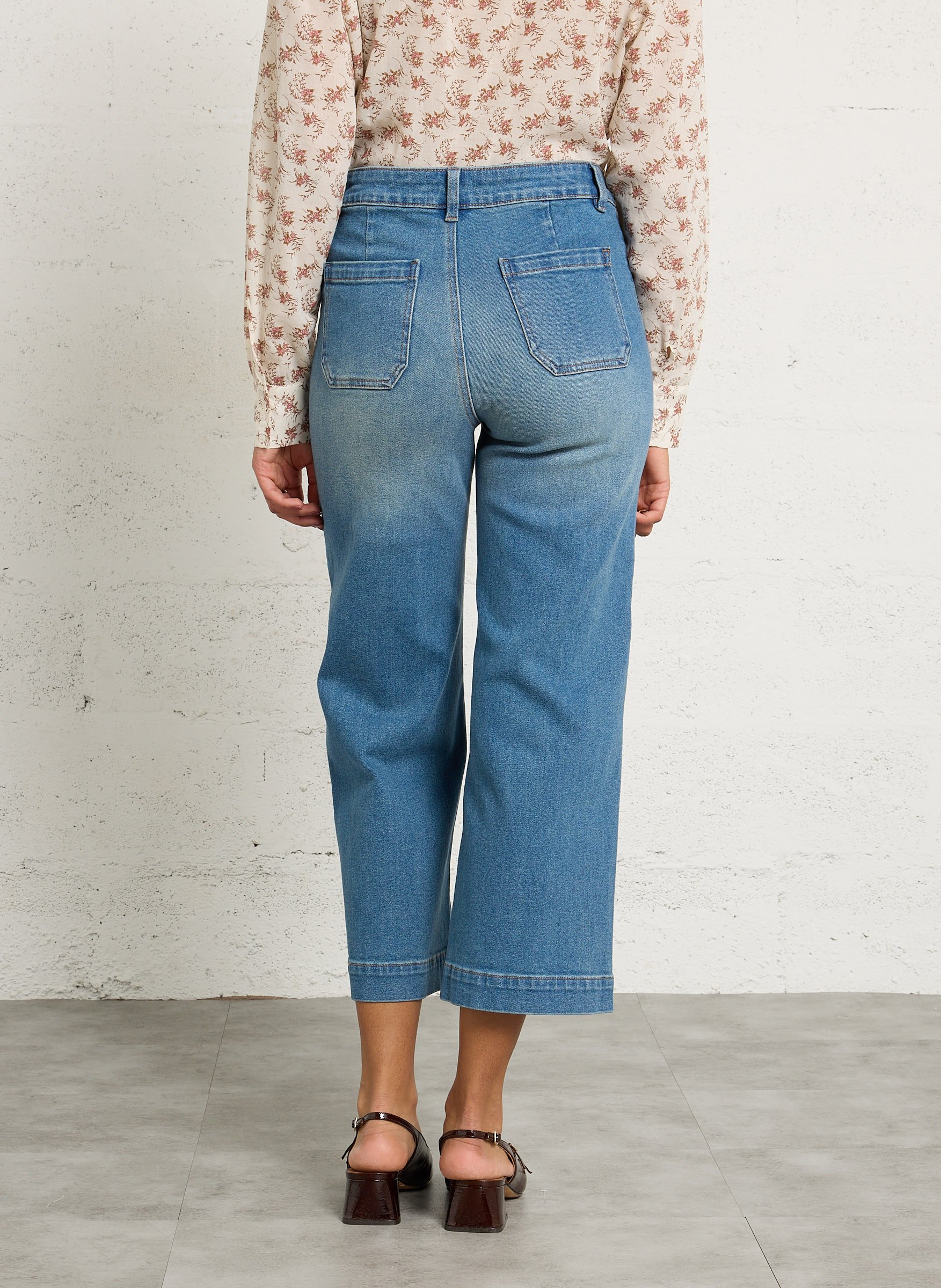 Straight Cropped Plain Jeans MAISON 123 Blue