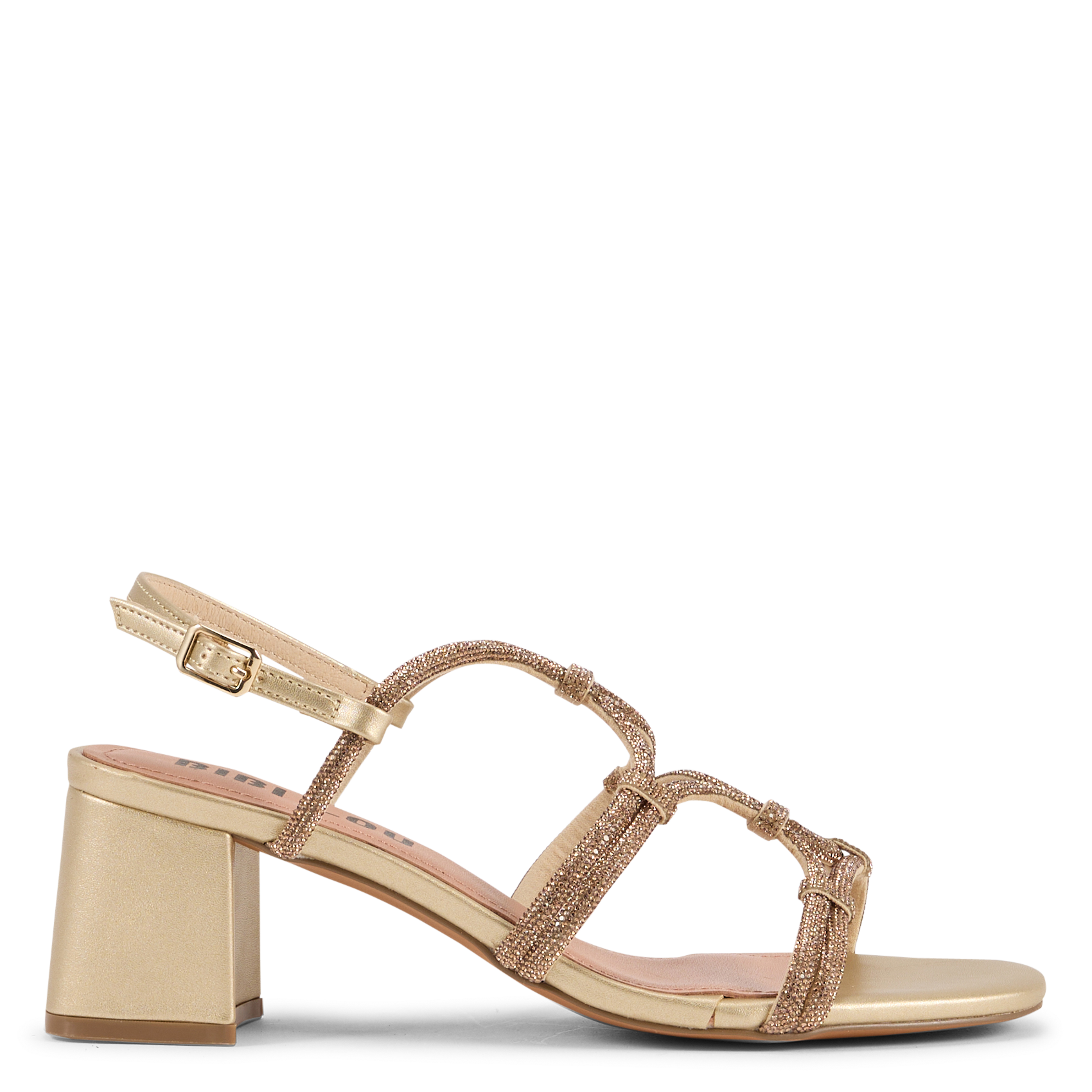Sandalen mit Absatz und Strassbesatz BIBI LOU Golden